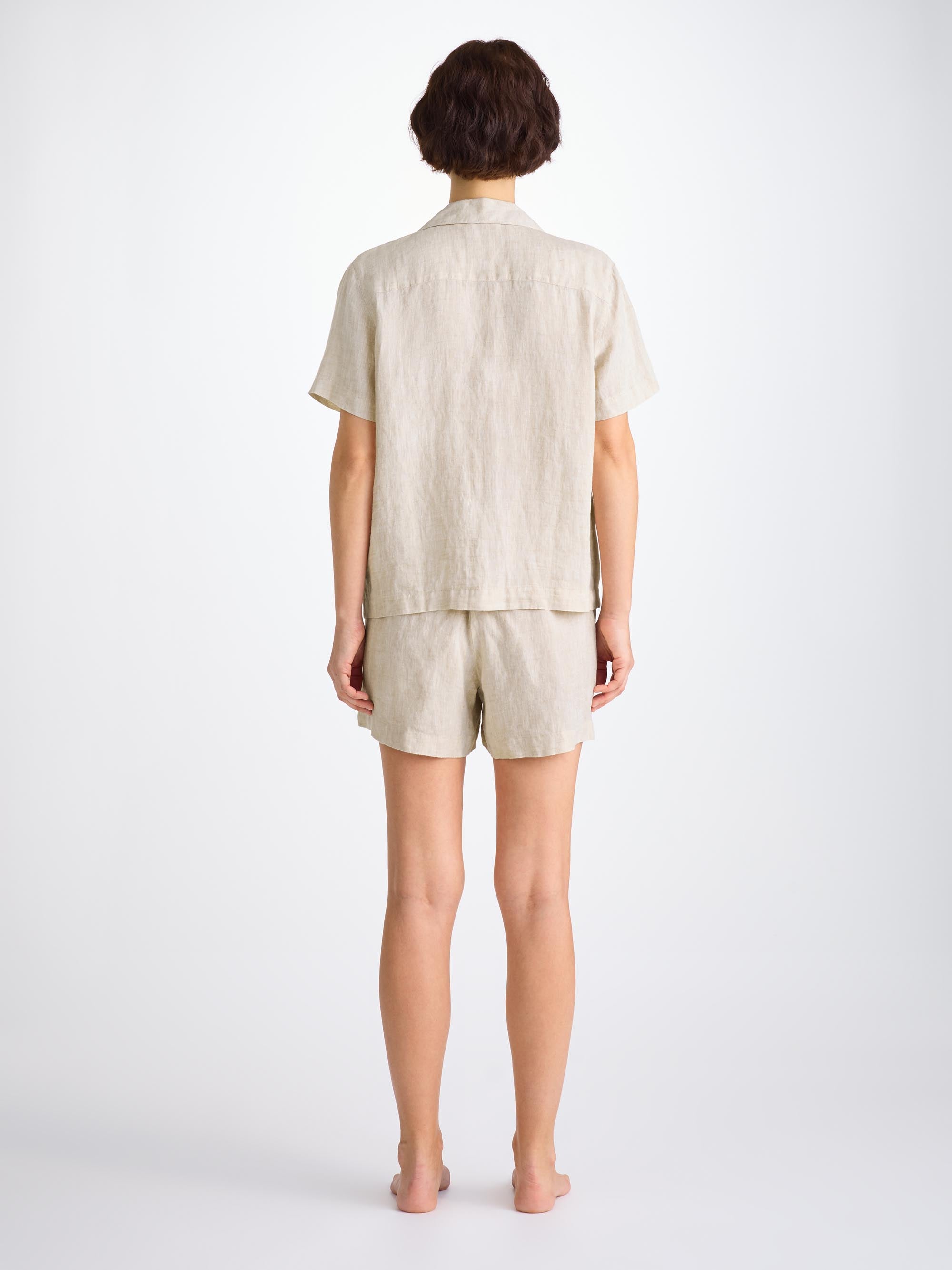 Women's Short Pyjamas Sicily Linen Sand