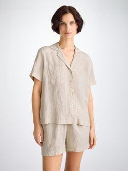 Women's Short Pyjamas Sicily Linen Sand
