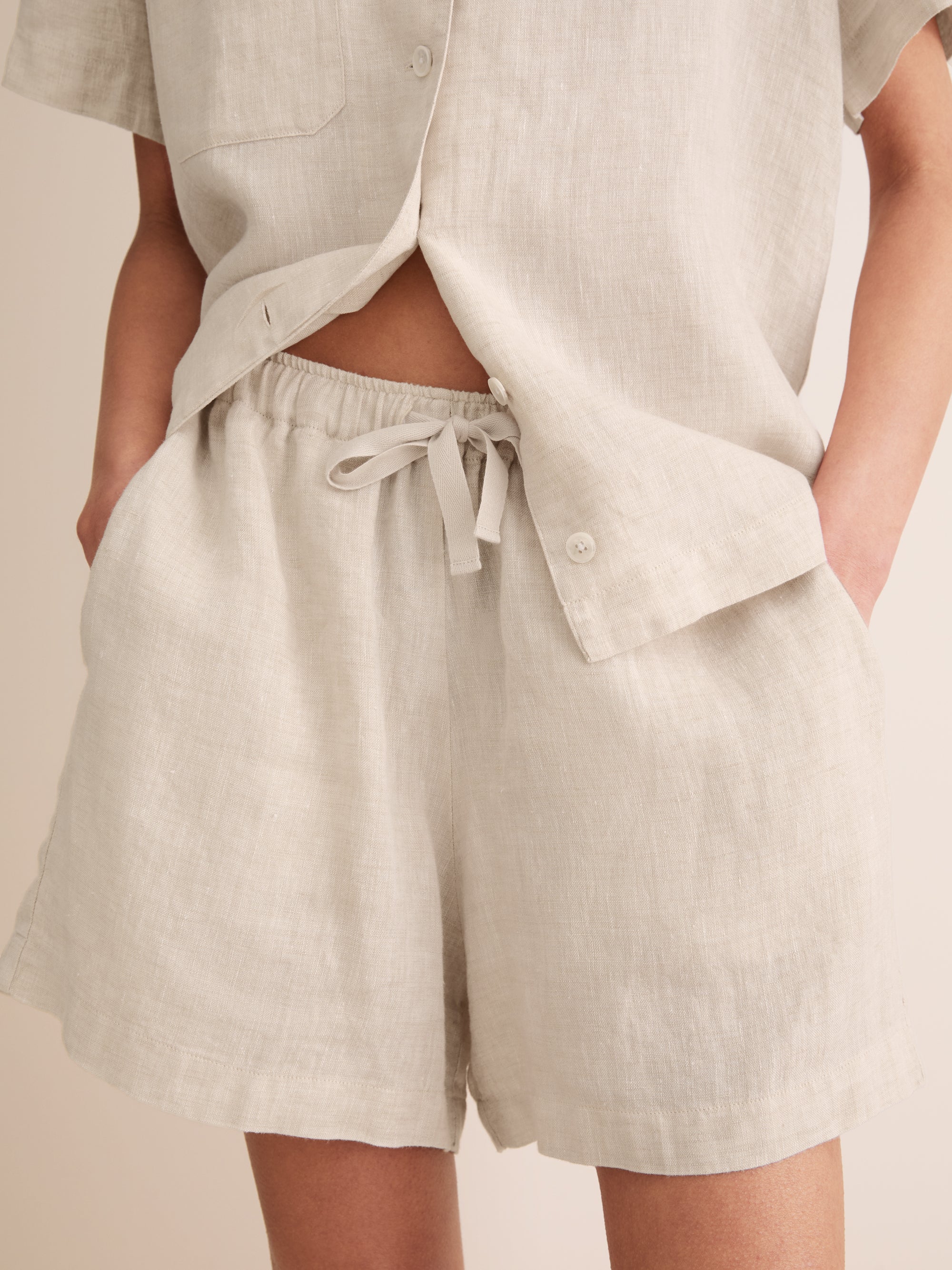 Women's Short Pyjamas Sicily Linen Sand