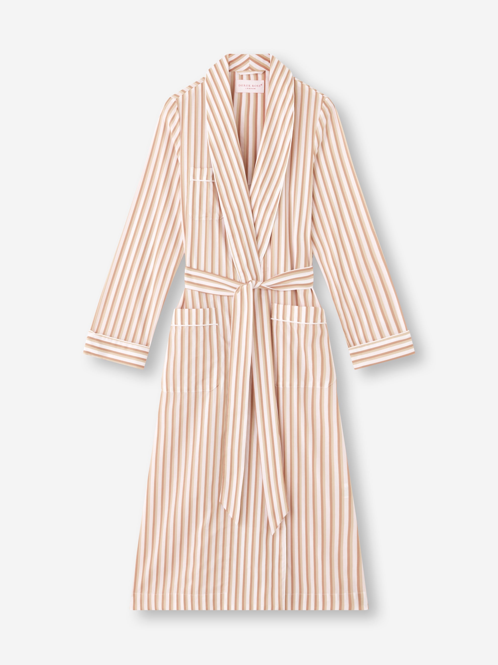 Women's Dressing Gown Capri Cotton Batiste Fawn Stripe