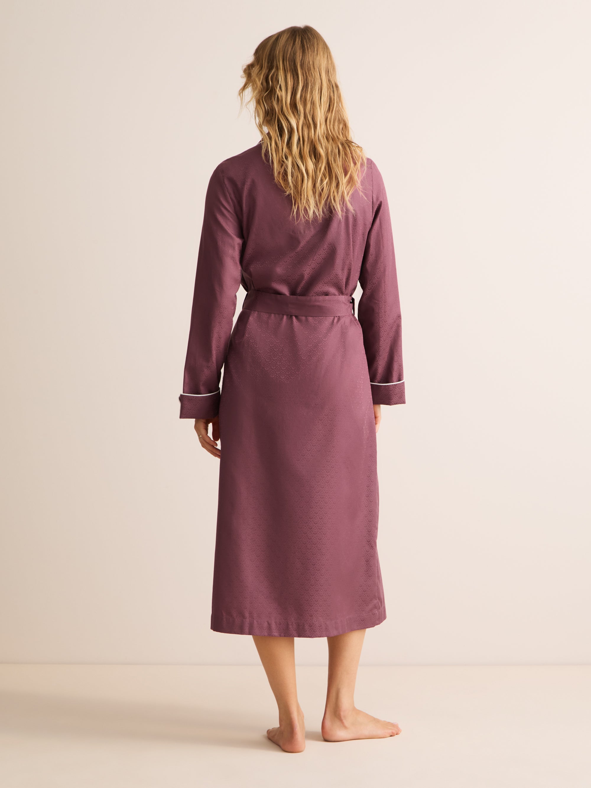 Paris Cotton Jacquard Dressing Gown Roan Rouge Damask