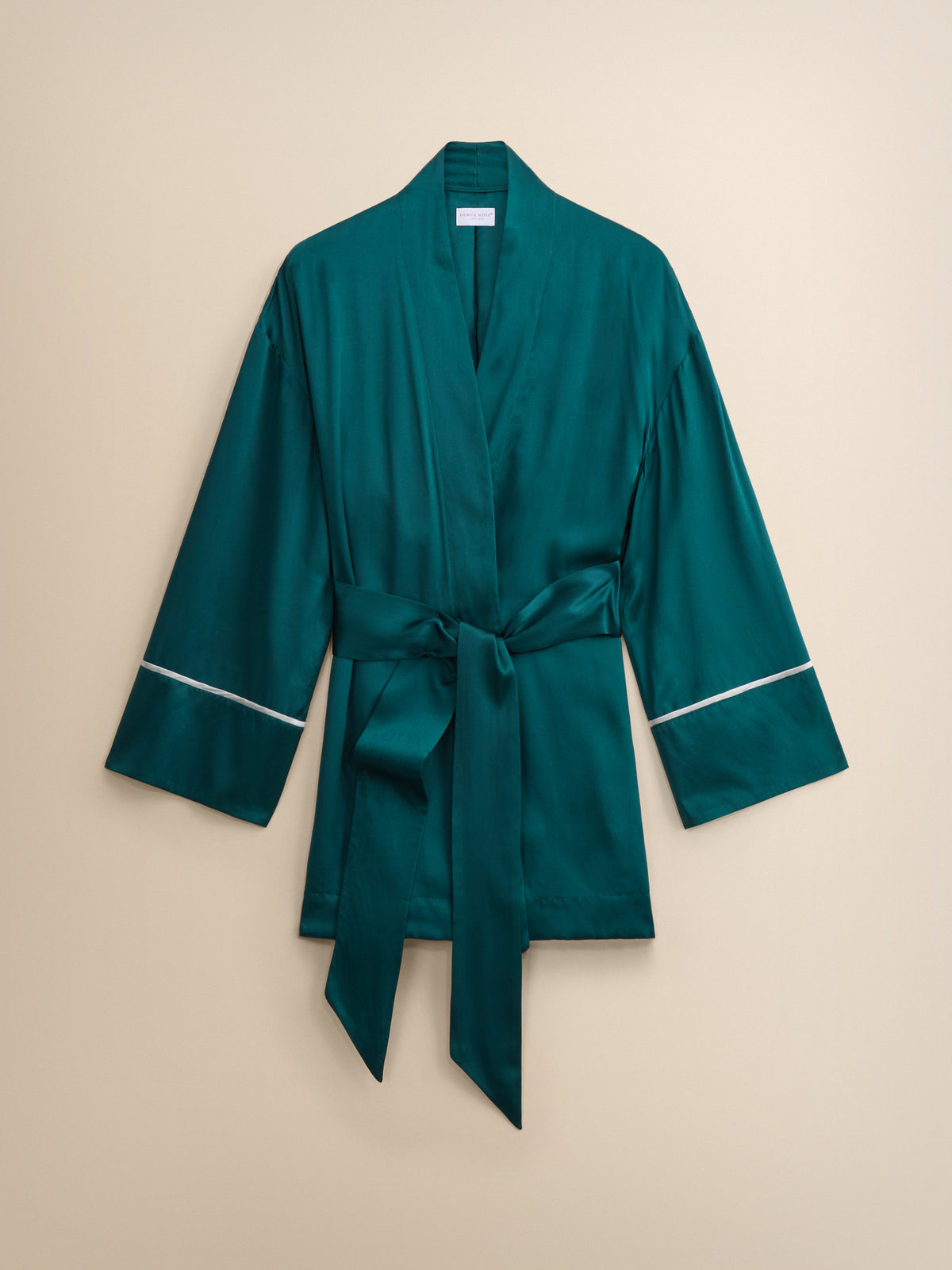 Bailey Silk Short Robe Peacock Green