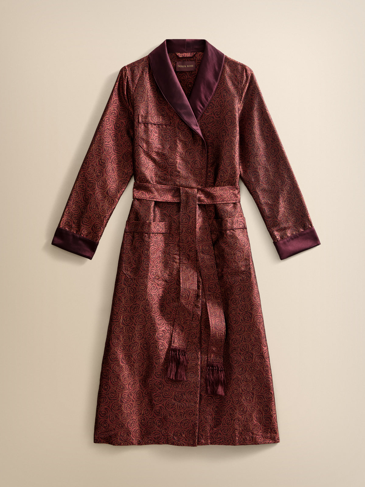 Verona Silk Jacquard Robe Red Rose