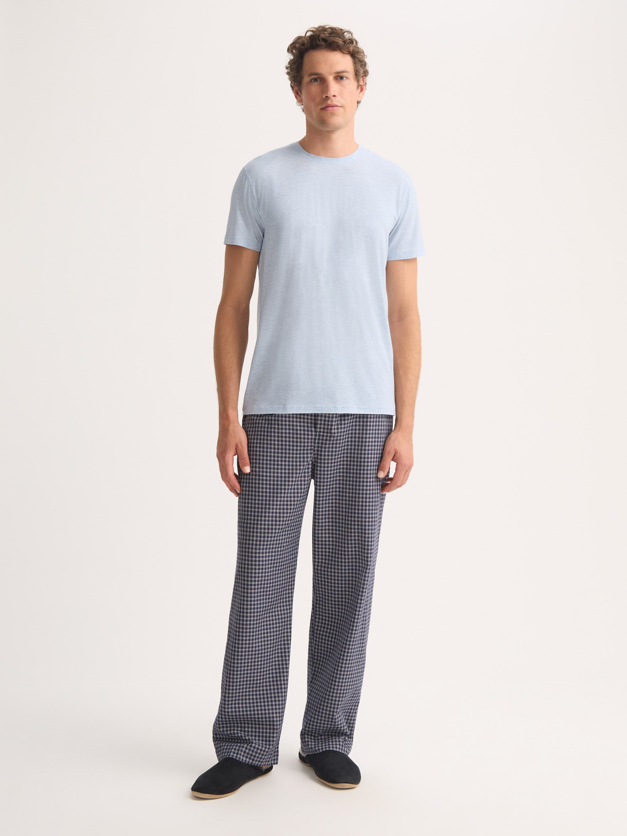 Men's T-Shirt Ethan Micro Modal Stretch Light Blue Marl