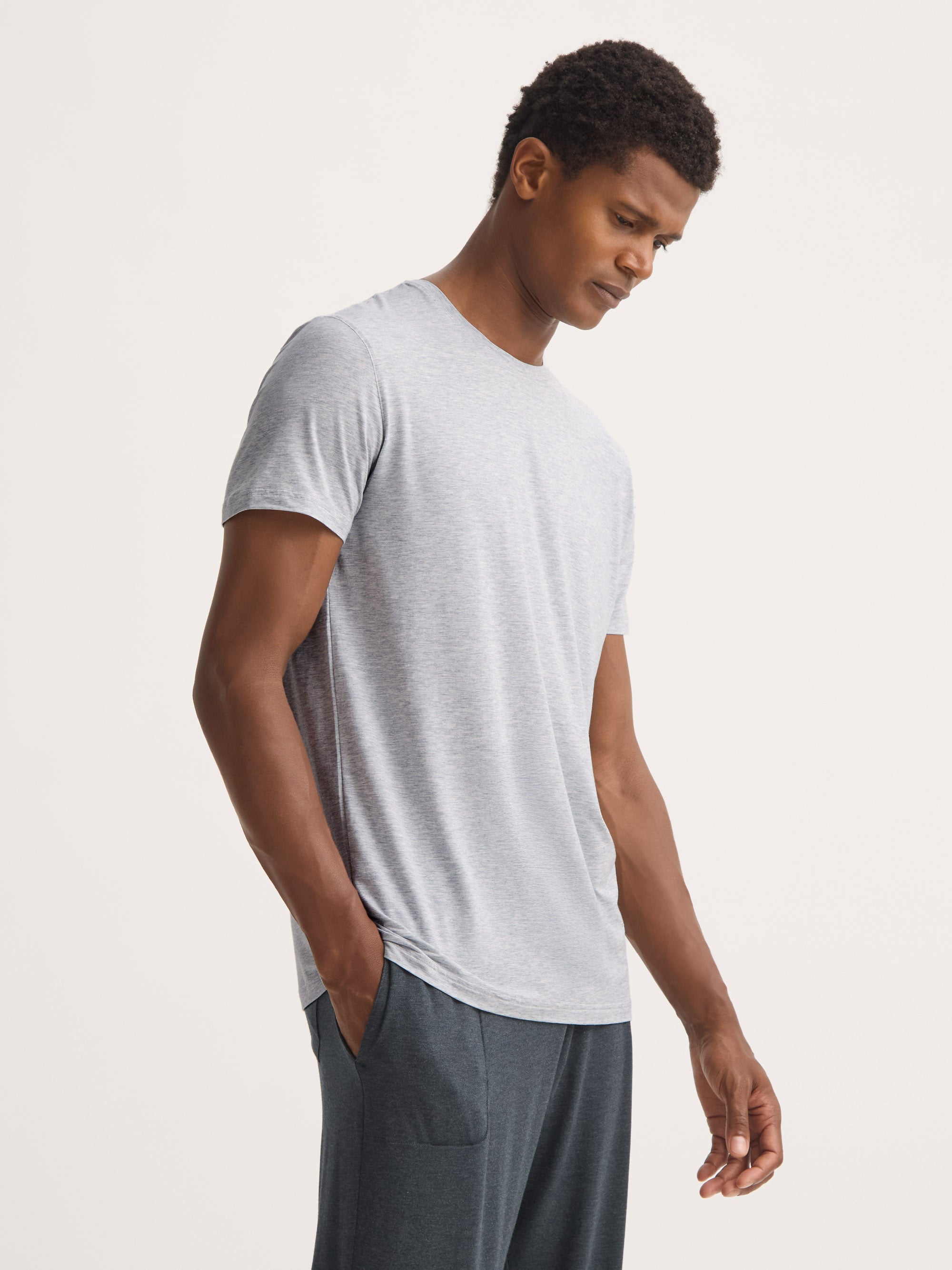 Men's T-Shirt Ethan Micro Modal Stretch Silver Marl