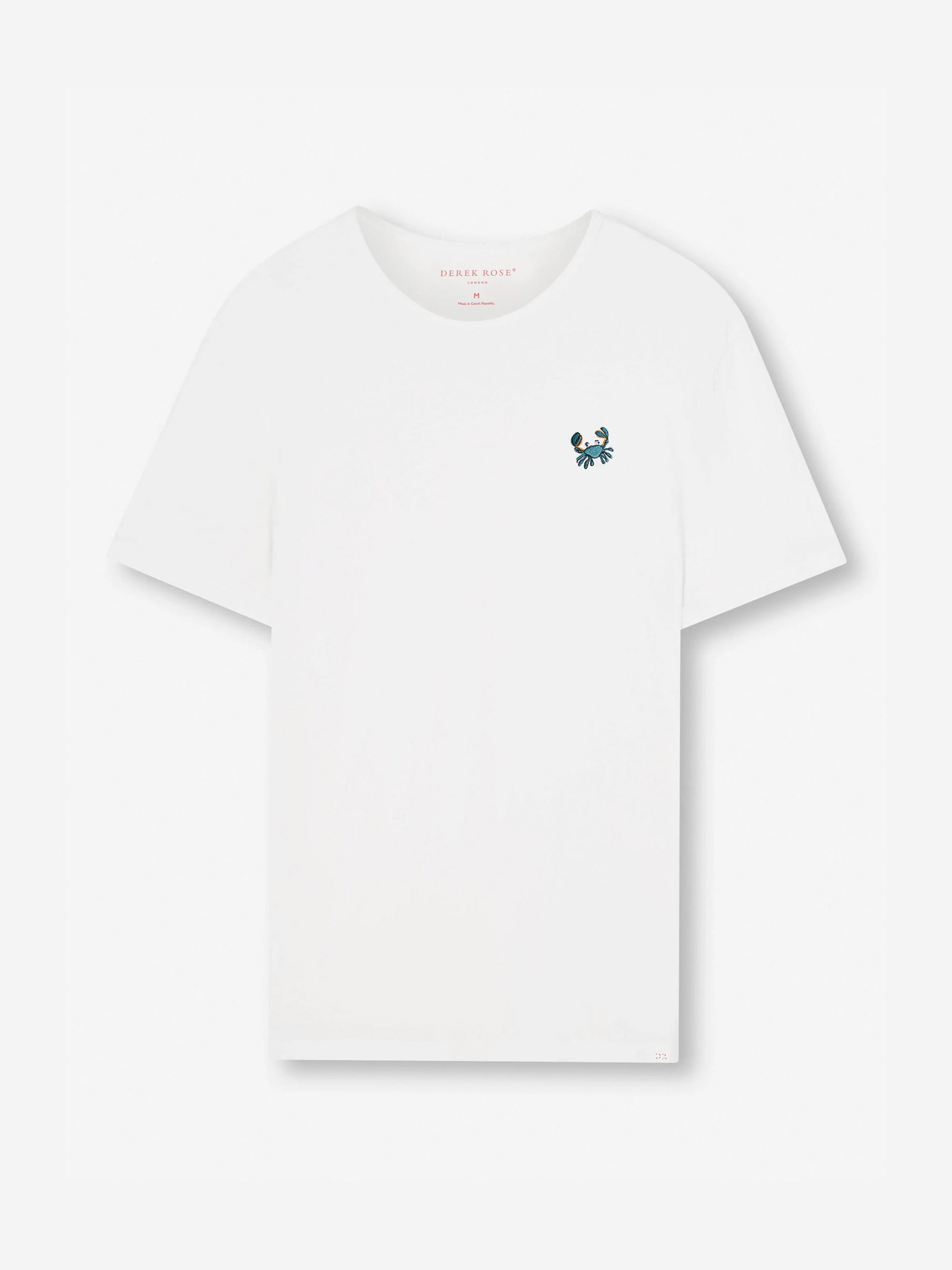 Men's T-Shirt Pima Cotton White Embroidered Rory Crab