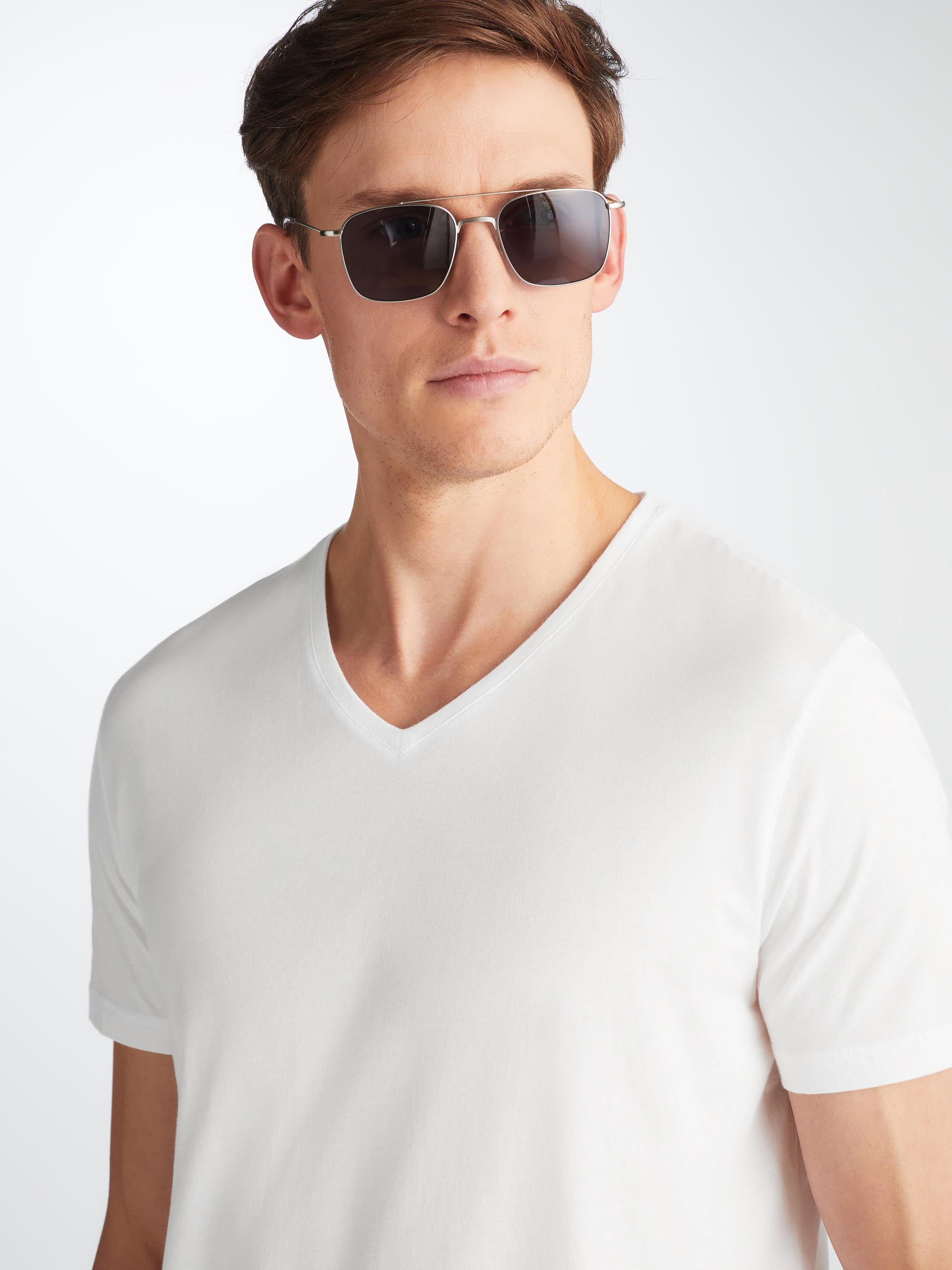 Men's V-Neck T-Shirt Riley Pima Cotton White