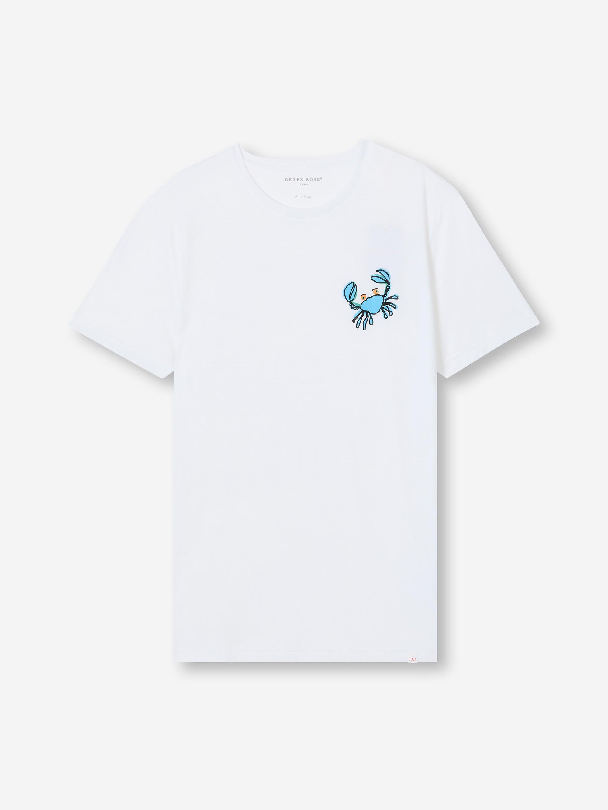 Men's T-Shirt Pima Cotton White Crab Motif Print