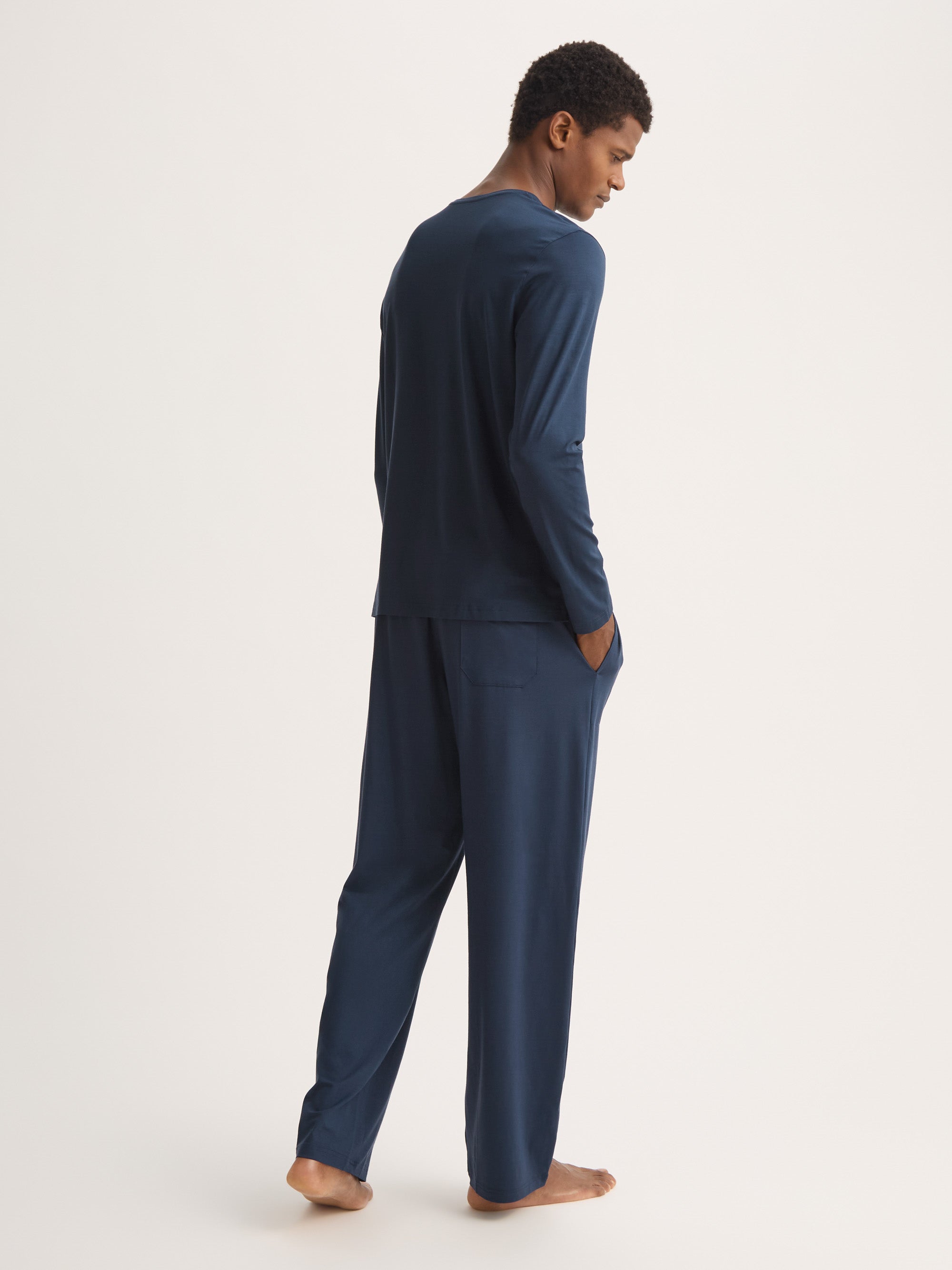 Men's Long Sleeve T-Shirt Basel Micro Modal Stretch Navy