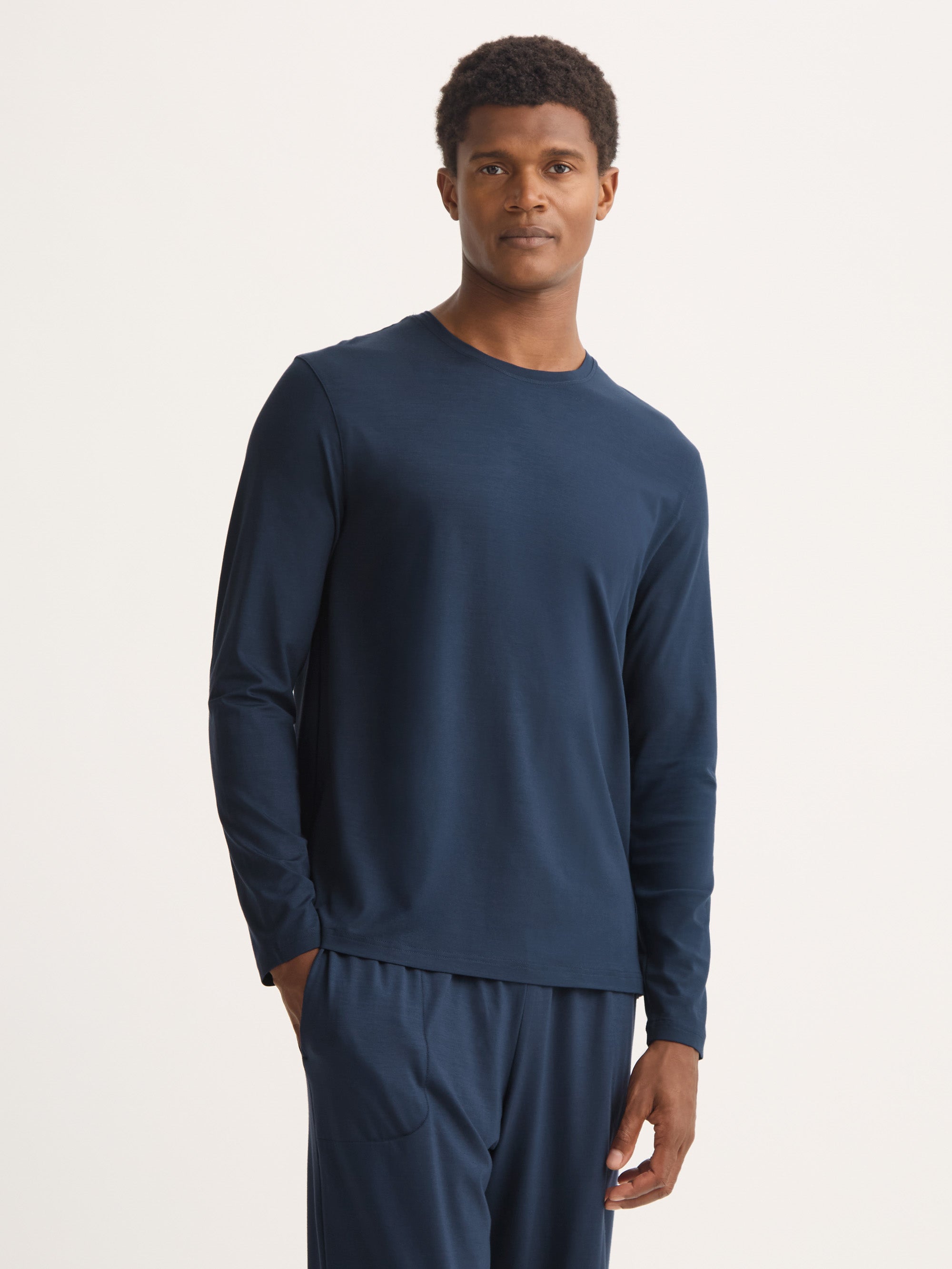 Men's Long Sleeve T-Shirt Basel Micro Modal Stretch Navy