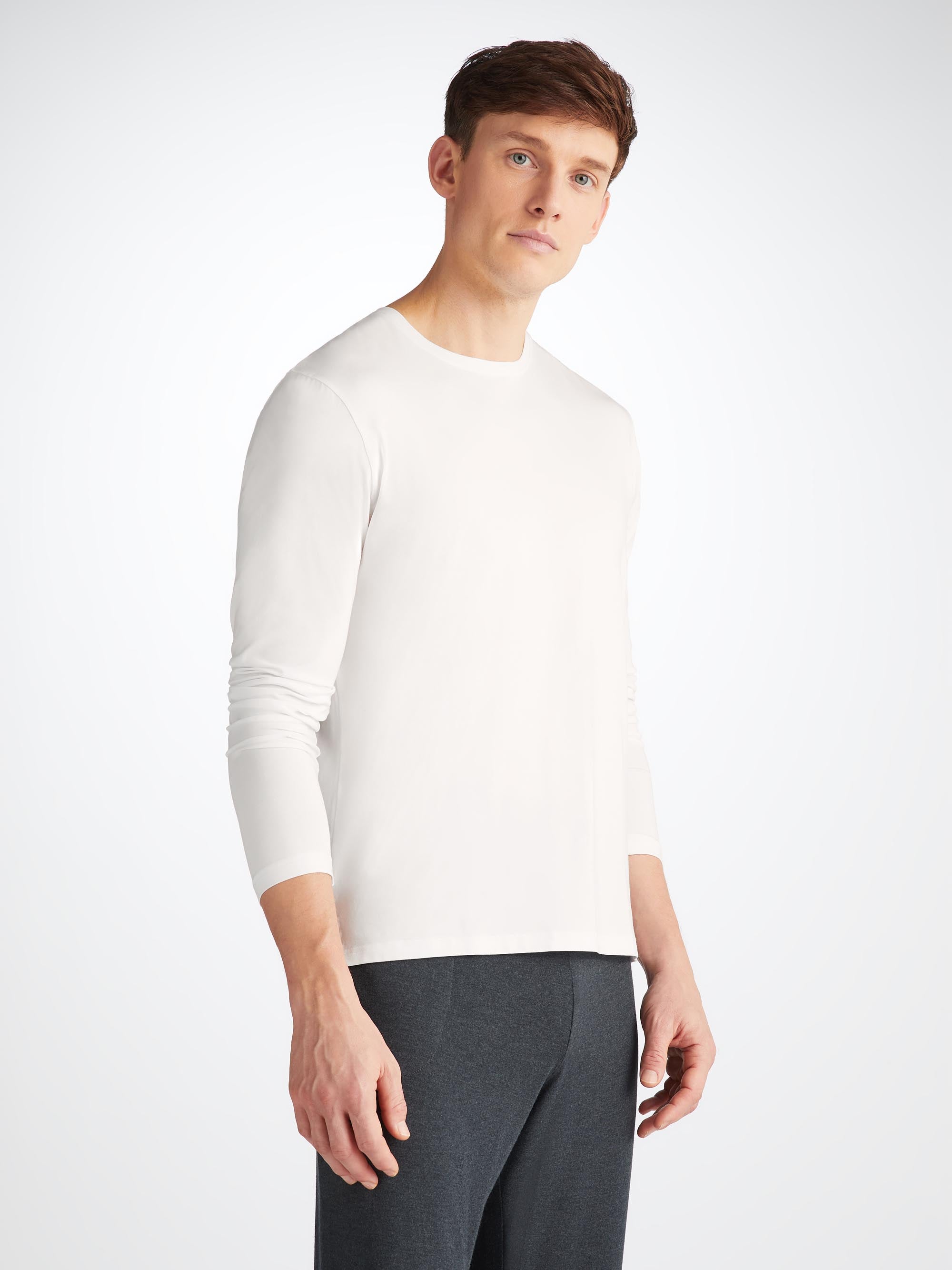 Men's Long Sleeve T-Shirt Basel Micro Modal Stretch White