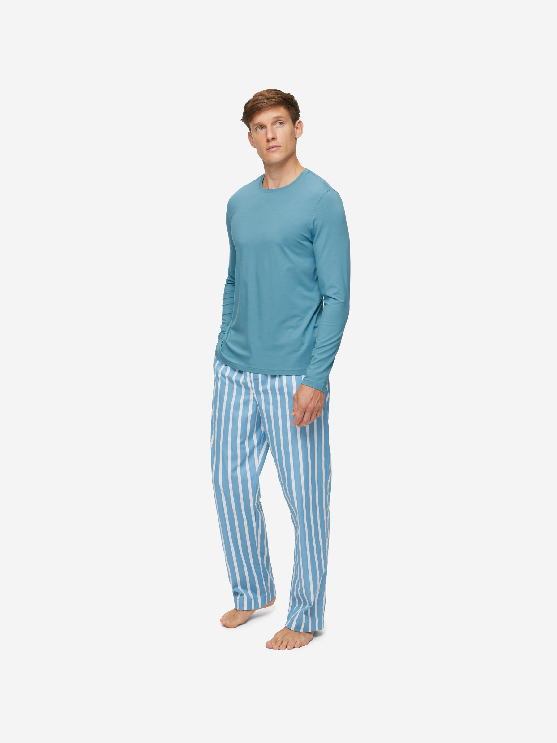 Men's Long Sleeve T-Shirt Basel Micro Modal Stretch Harbour Blue