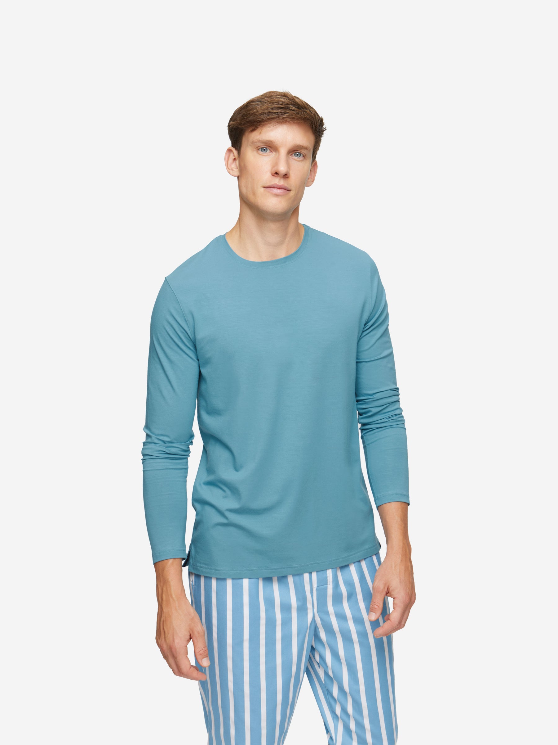 Men's Long Sleeve T-Shirt Basel Micro Modal Stretch Harbour Blue
