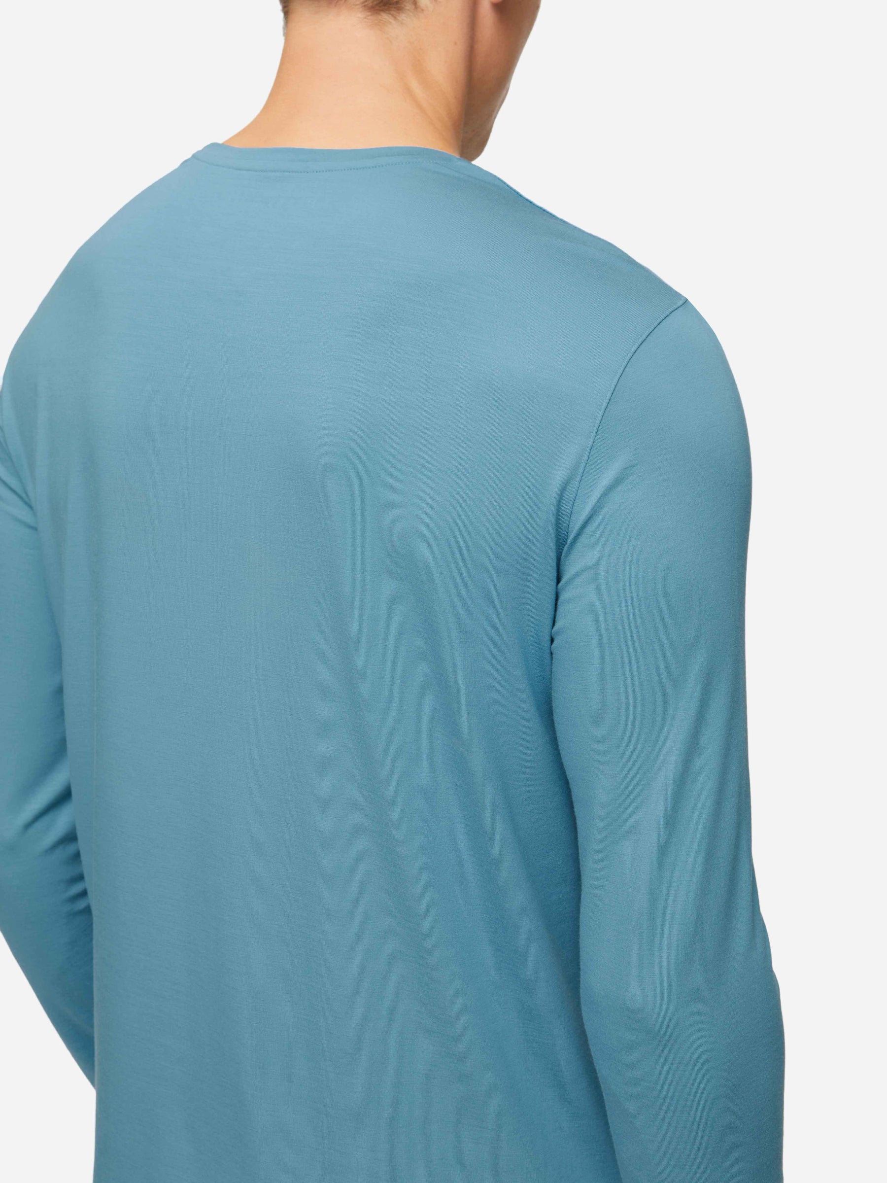 Men's Long Sleeve T-Shirt Basel Micro Modal Stretch Harbour Blue