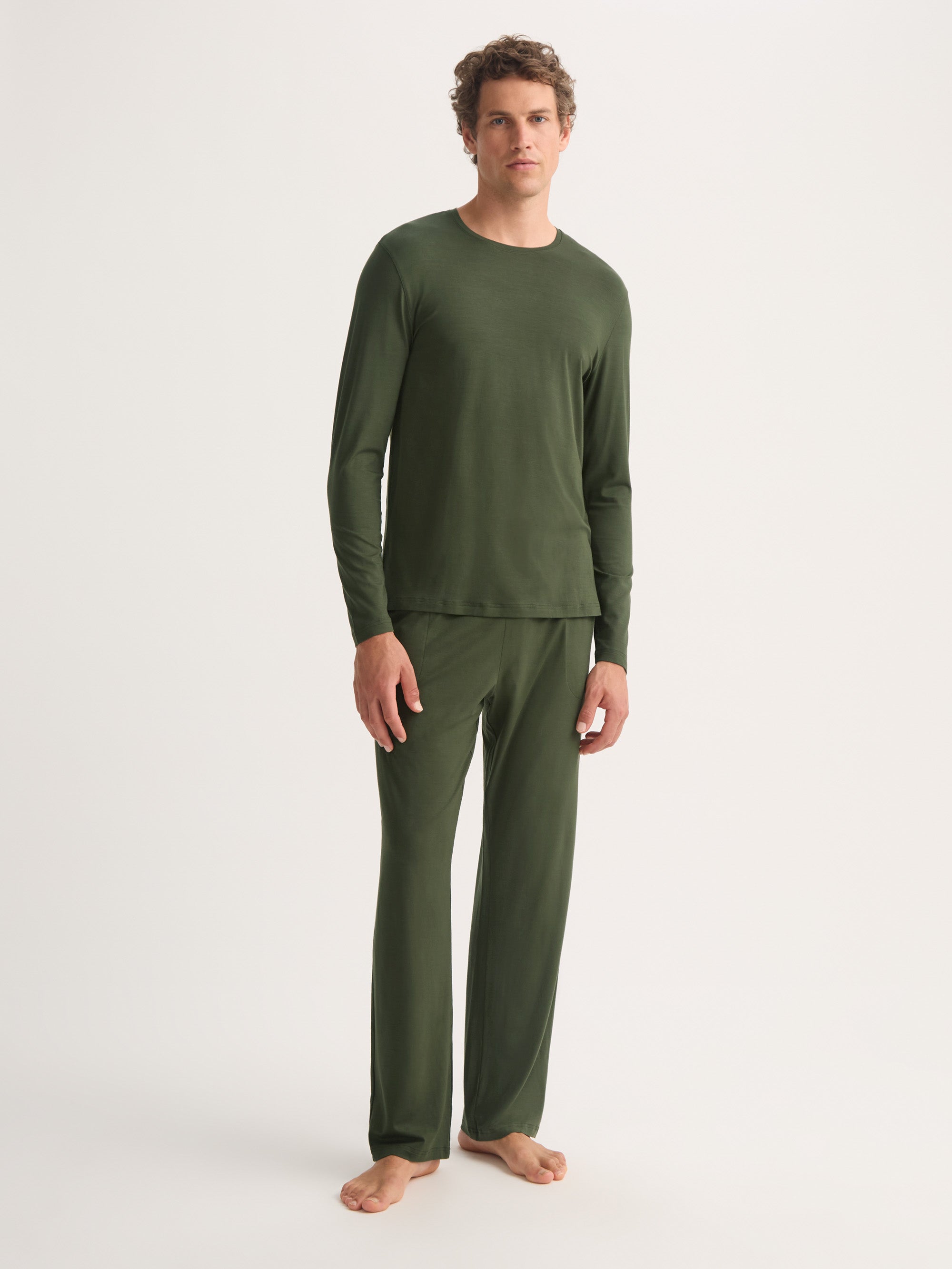 Men's Long Sleeve T-Shirt Basel Micro Modal Stretch Evergreen