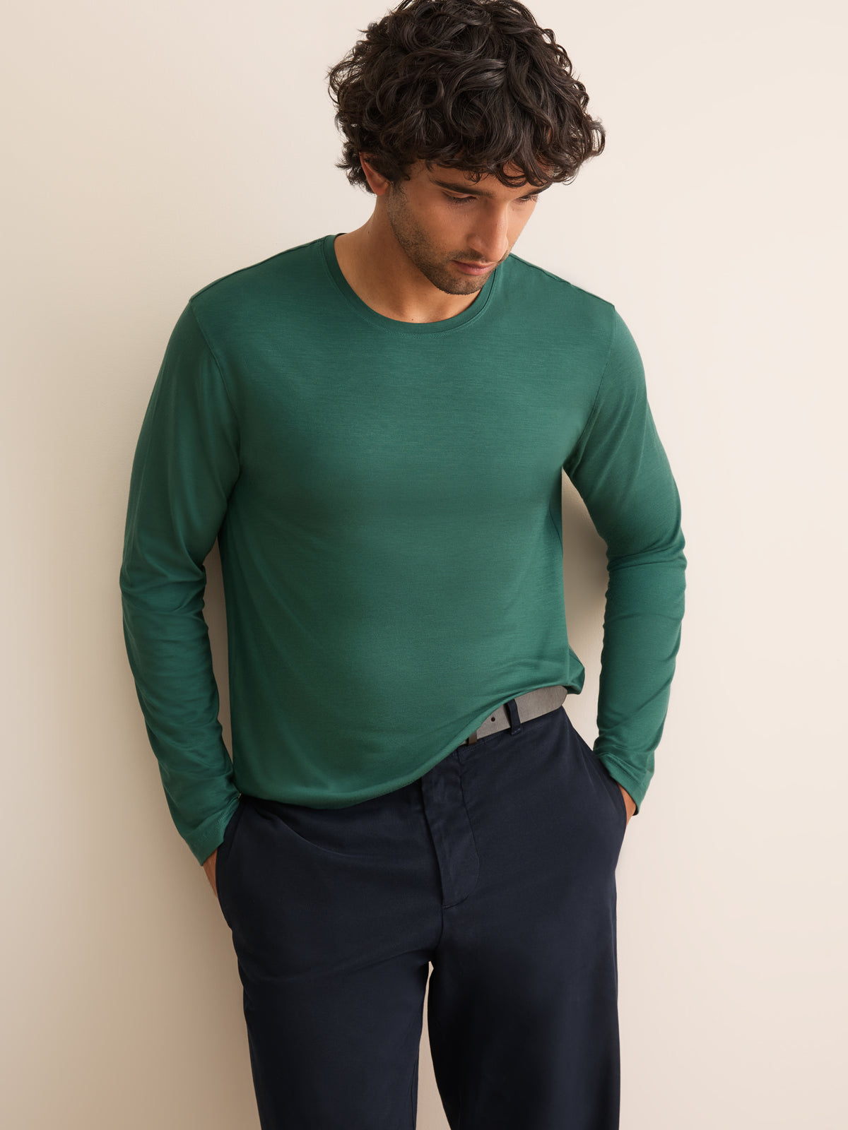 Basel Micro Modal Long Sleeve T-Shirt Pine Green