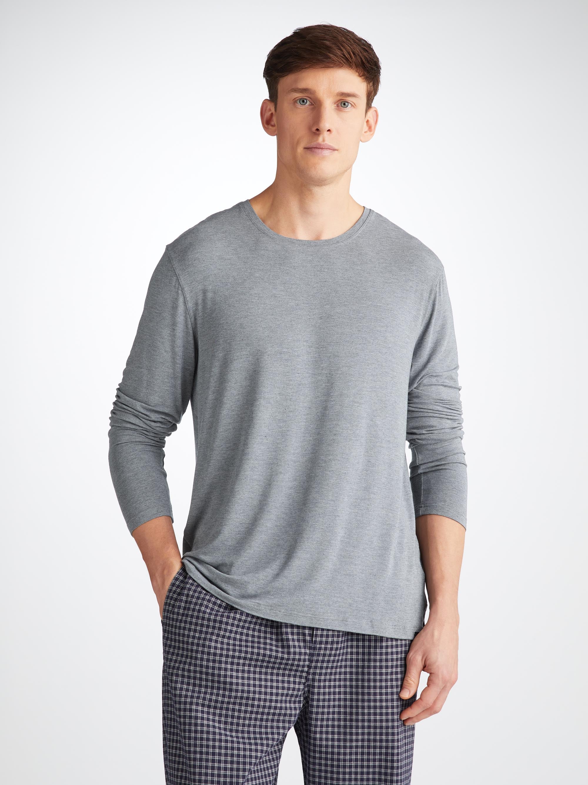 Men's Long Sleeve T-Shirt Marlowe Micro Modal Stretch Charcoal