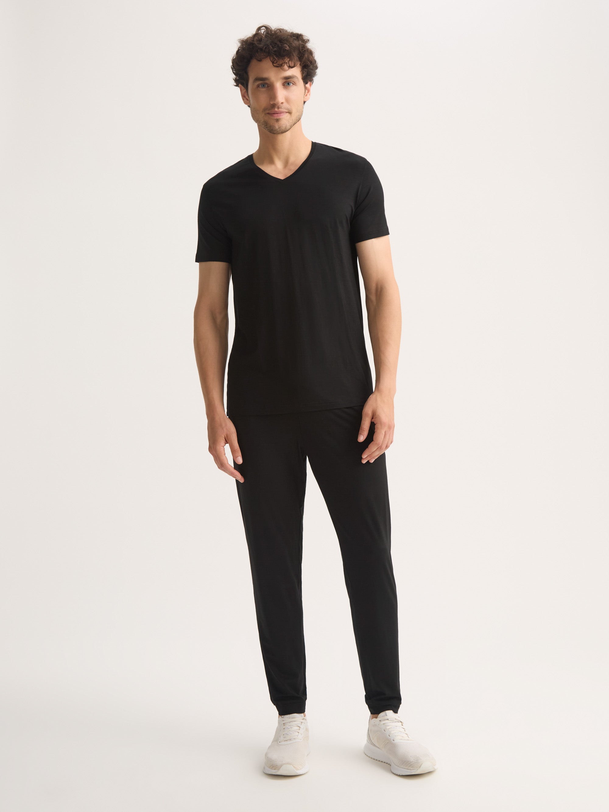 Men's V-Neck T-Shirt Basel Micro Modal Stretch Black
