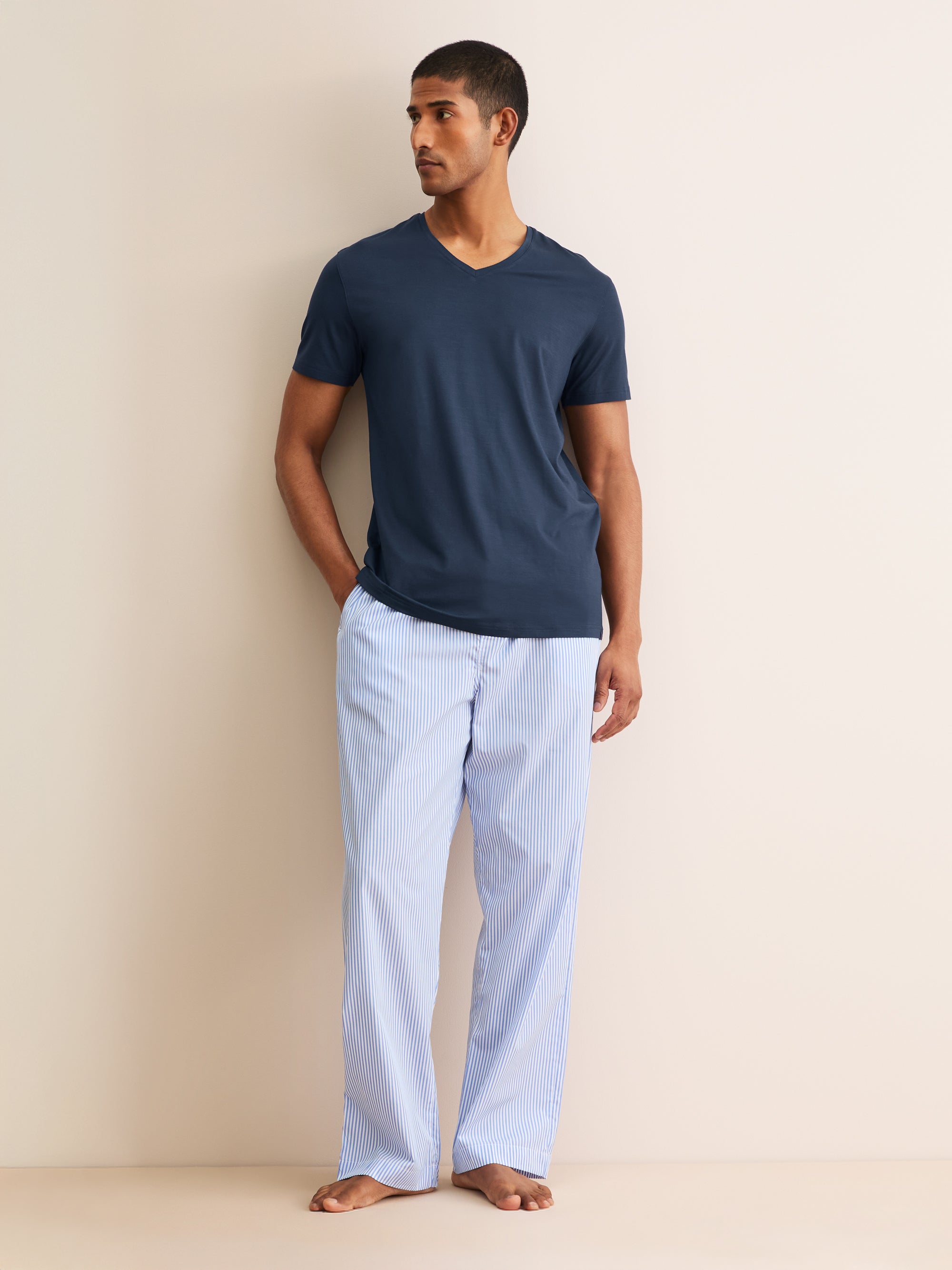 Men's V-Neck T-Shirt Basel Micro Modal Stretch Navy