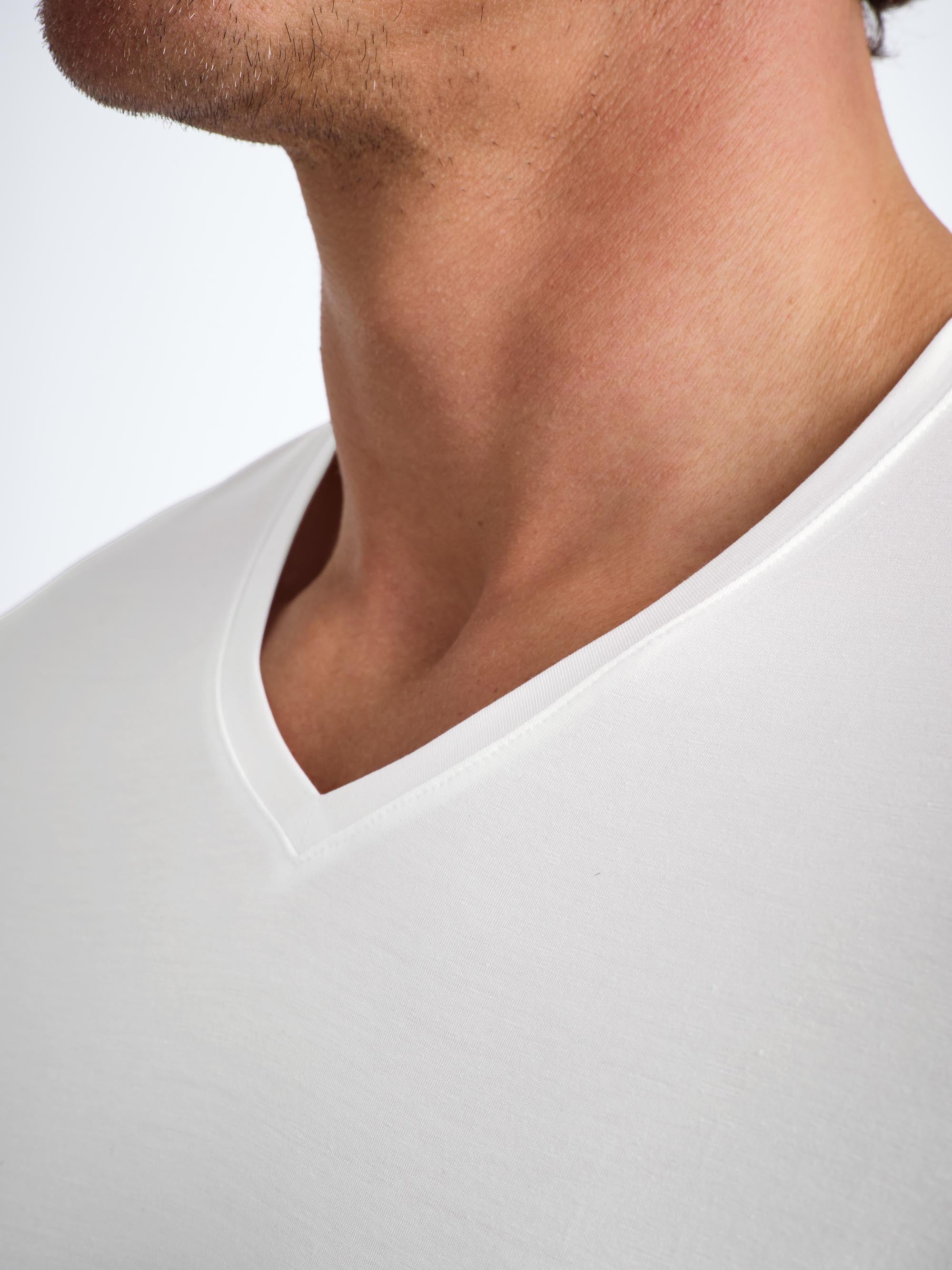 Men's V-Neck T-Shirt Basel Micro Modal Stretch White