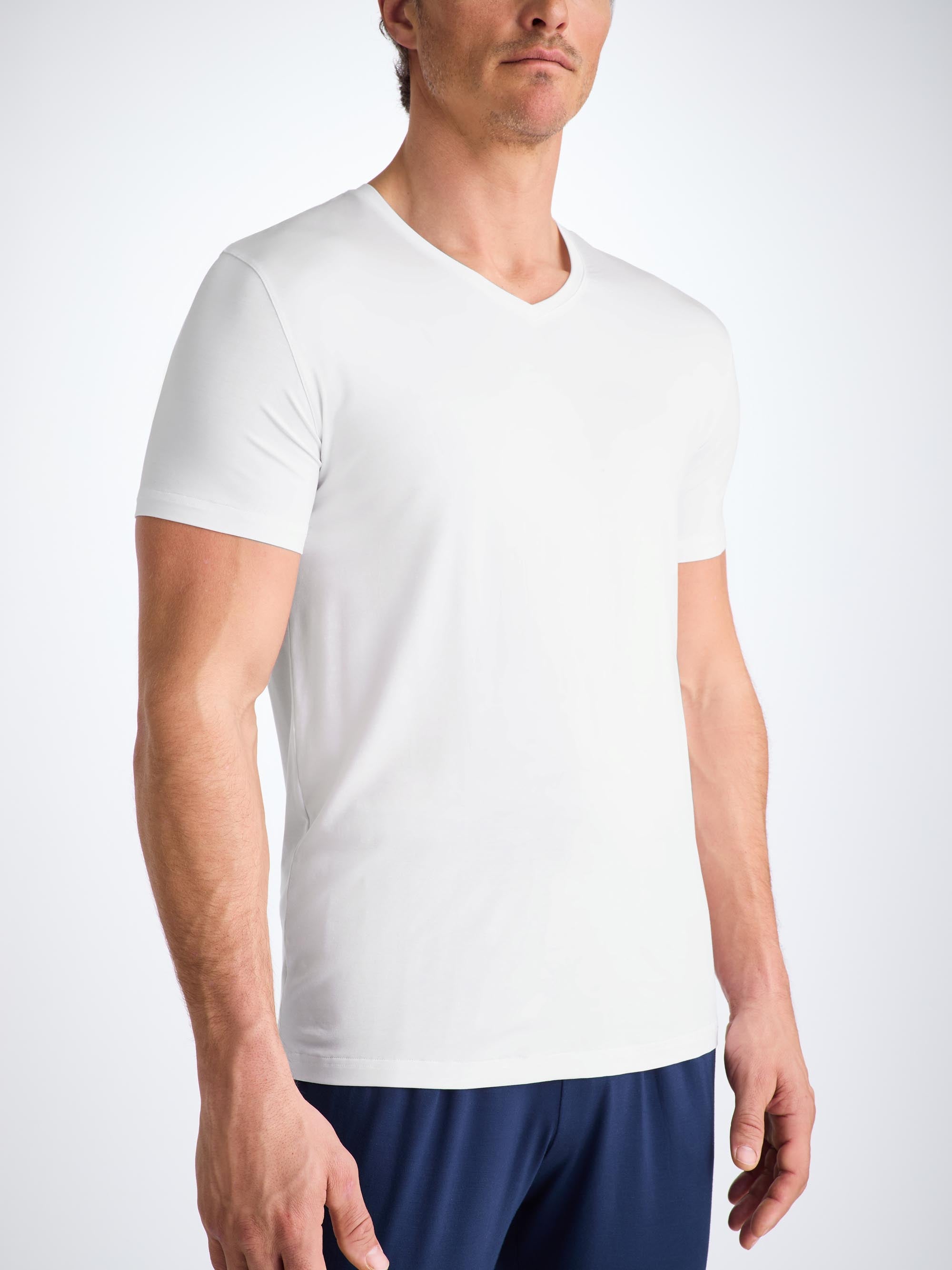 Men's V-Neck T-Shirt Basel Micro Modal Stretch White