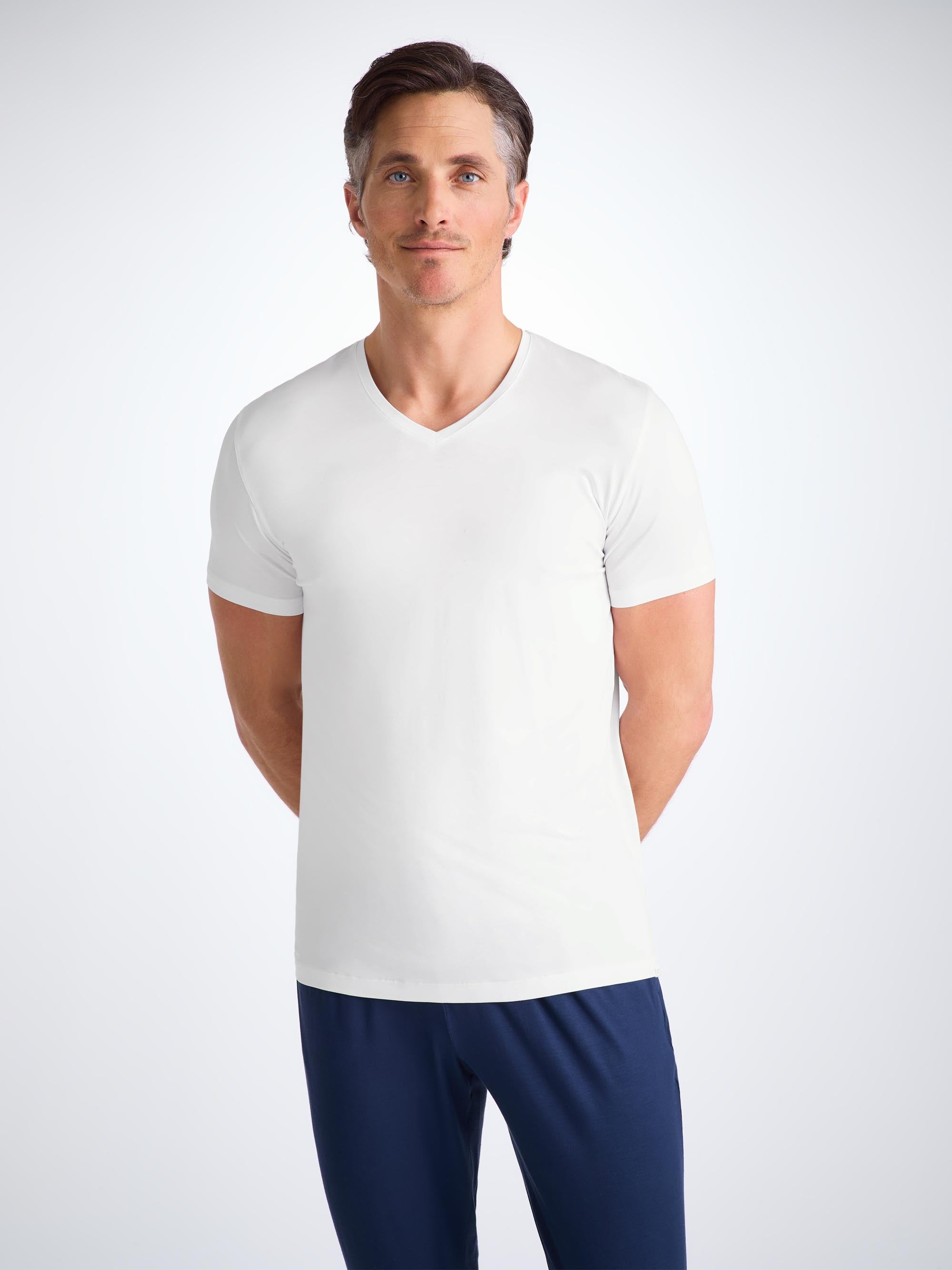 Men's V-Neck T-Shirt Basel Micro Modal Stretch White