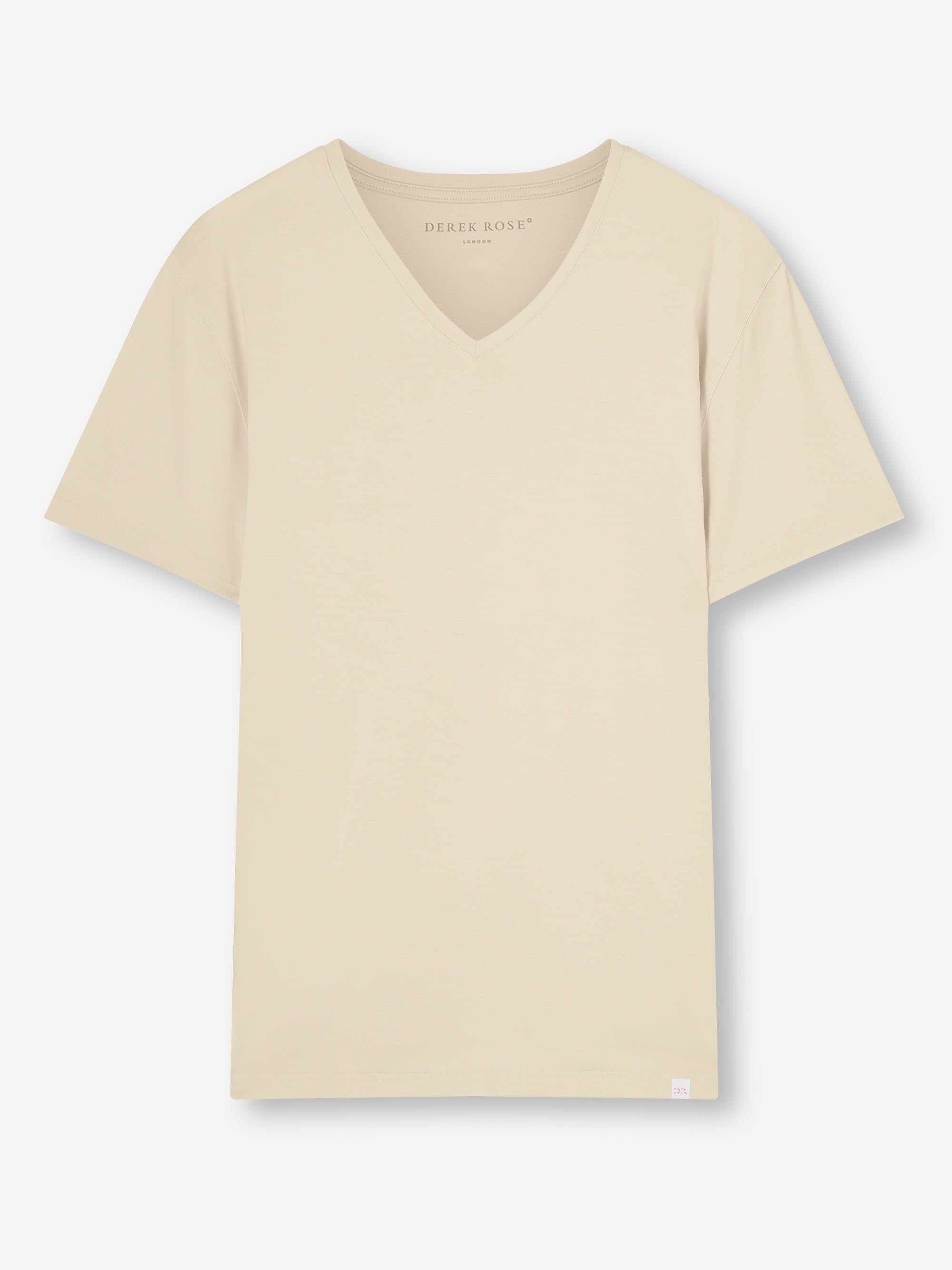 Men's V-Neck T-Shirt Basel Micro Modal Stretch Ecru