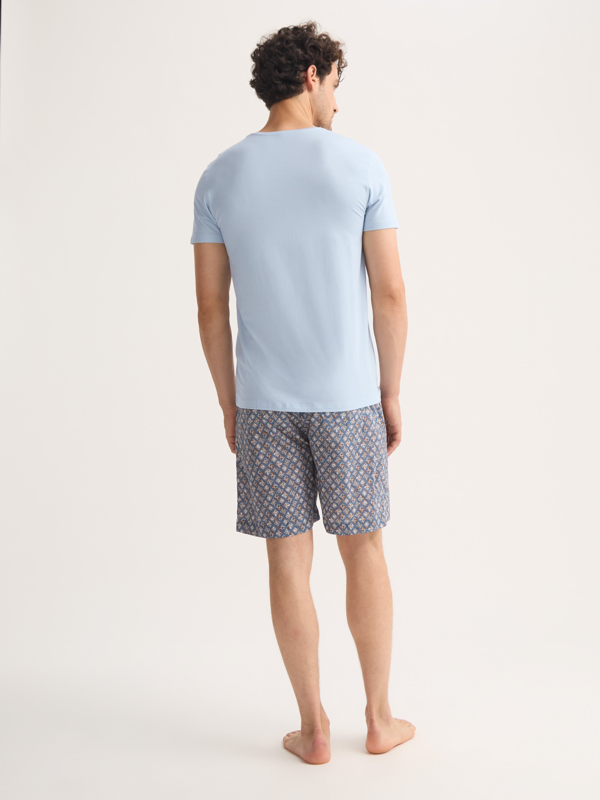 Men's V-Neck T-Shirt Basel Micro Modal Stretch Light Blue