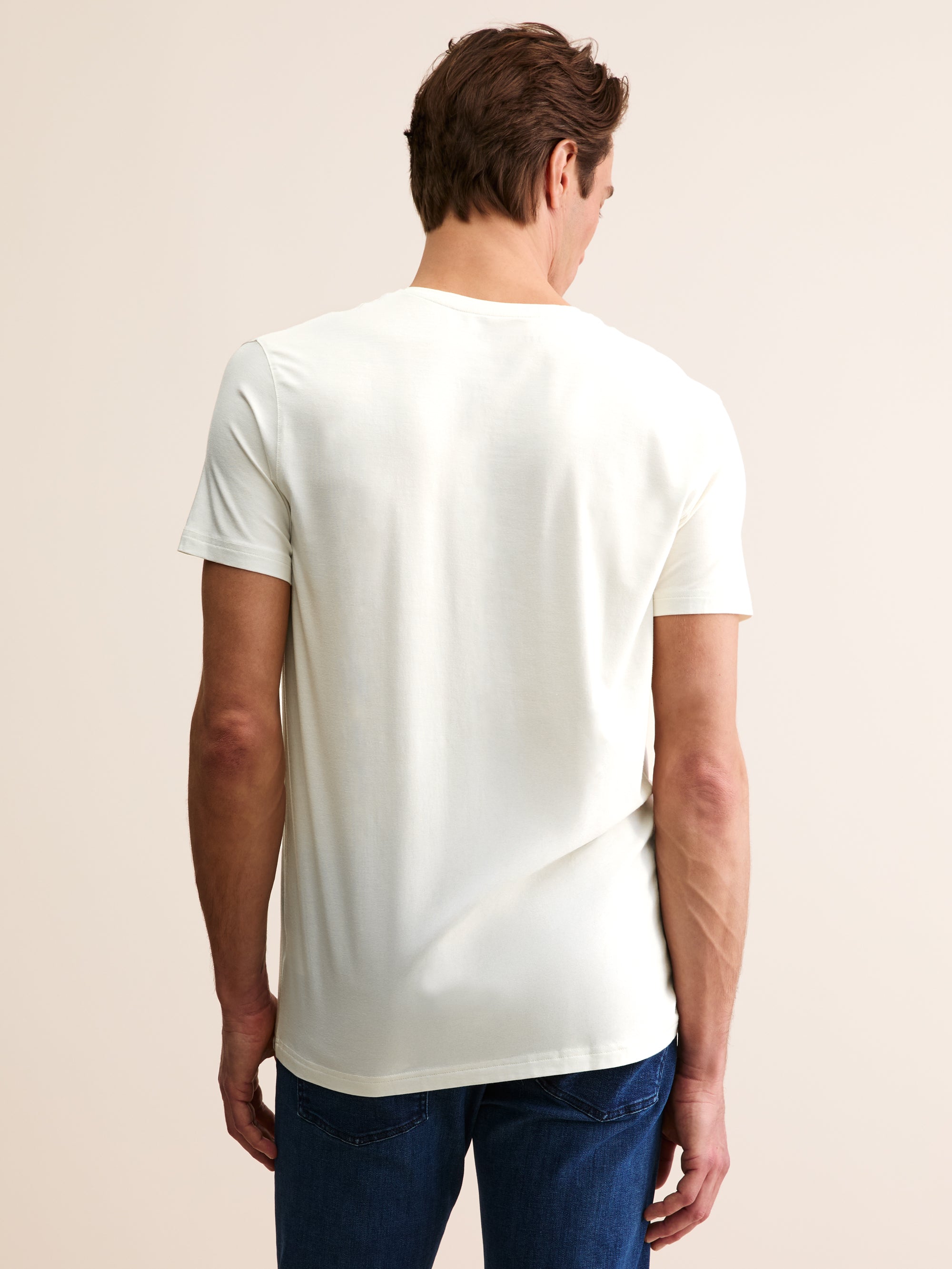 Men's V-Neck T-Shirt Basel Micro Modal Stretch Vanilla