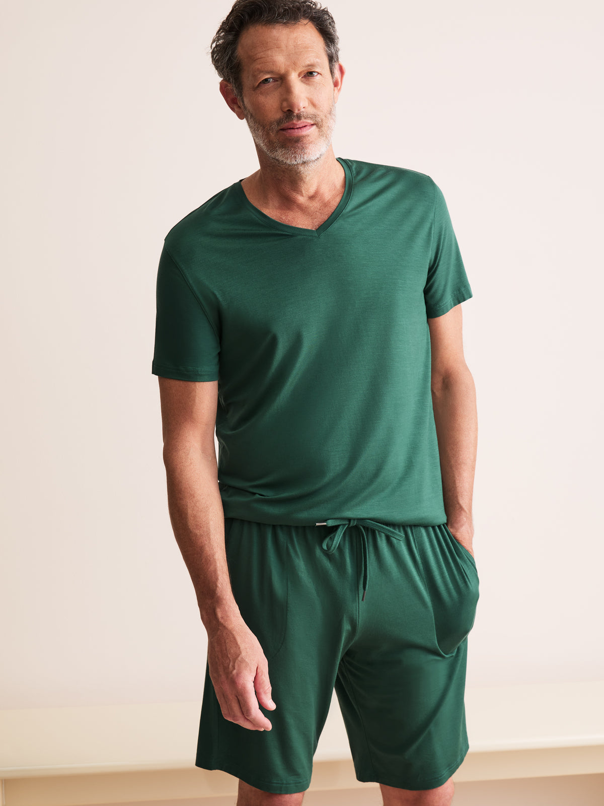 Basel Micro Modal V-Neck T-Shirt Pine Green