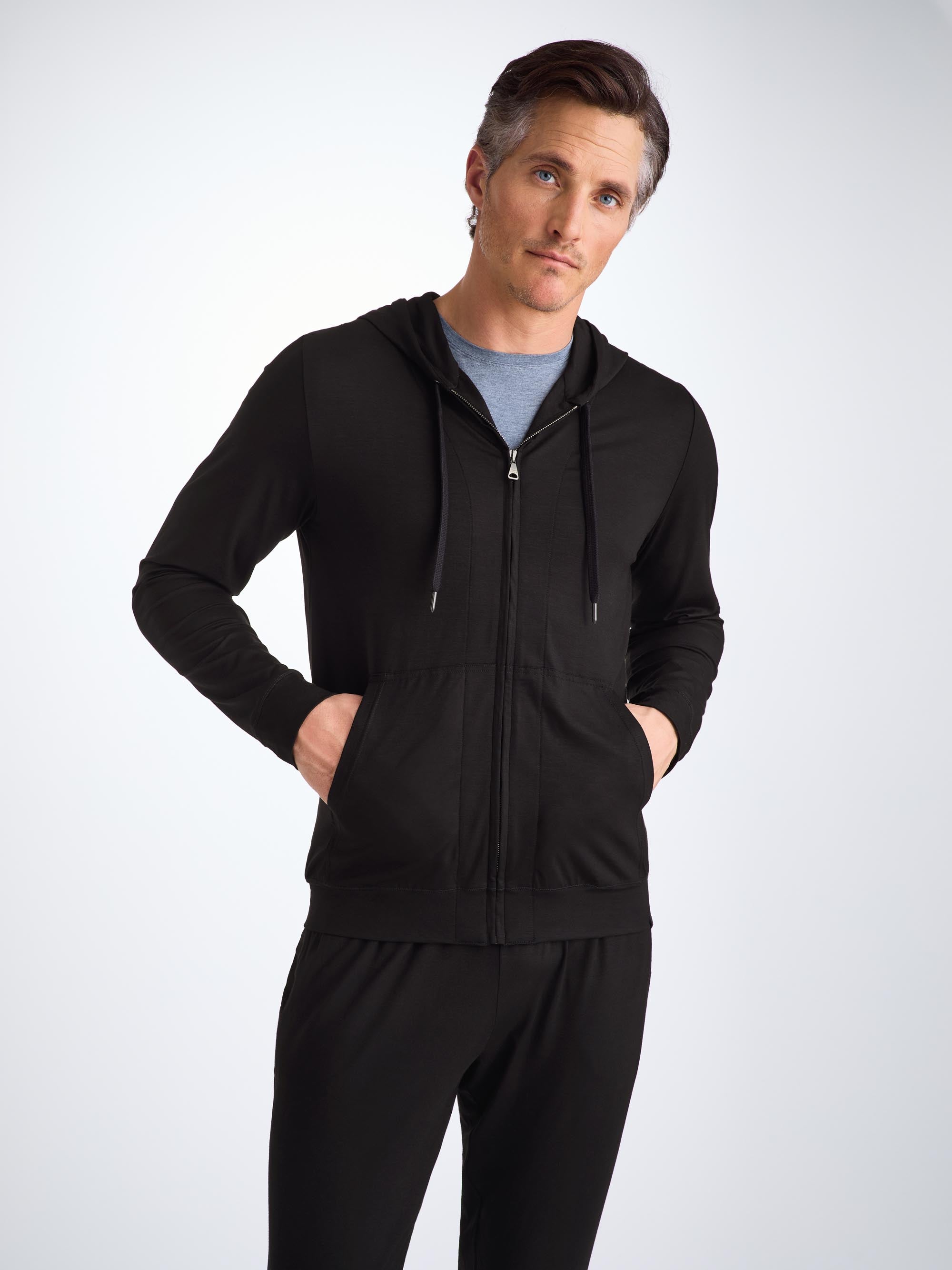 Men's Hoodie Basel Micro Modal Stretch Black