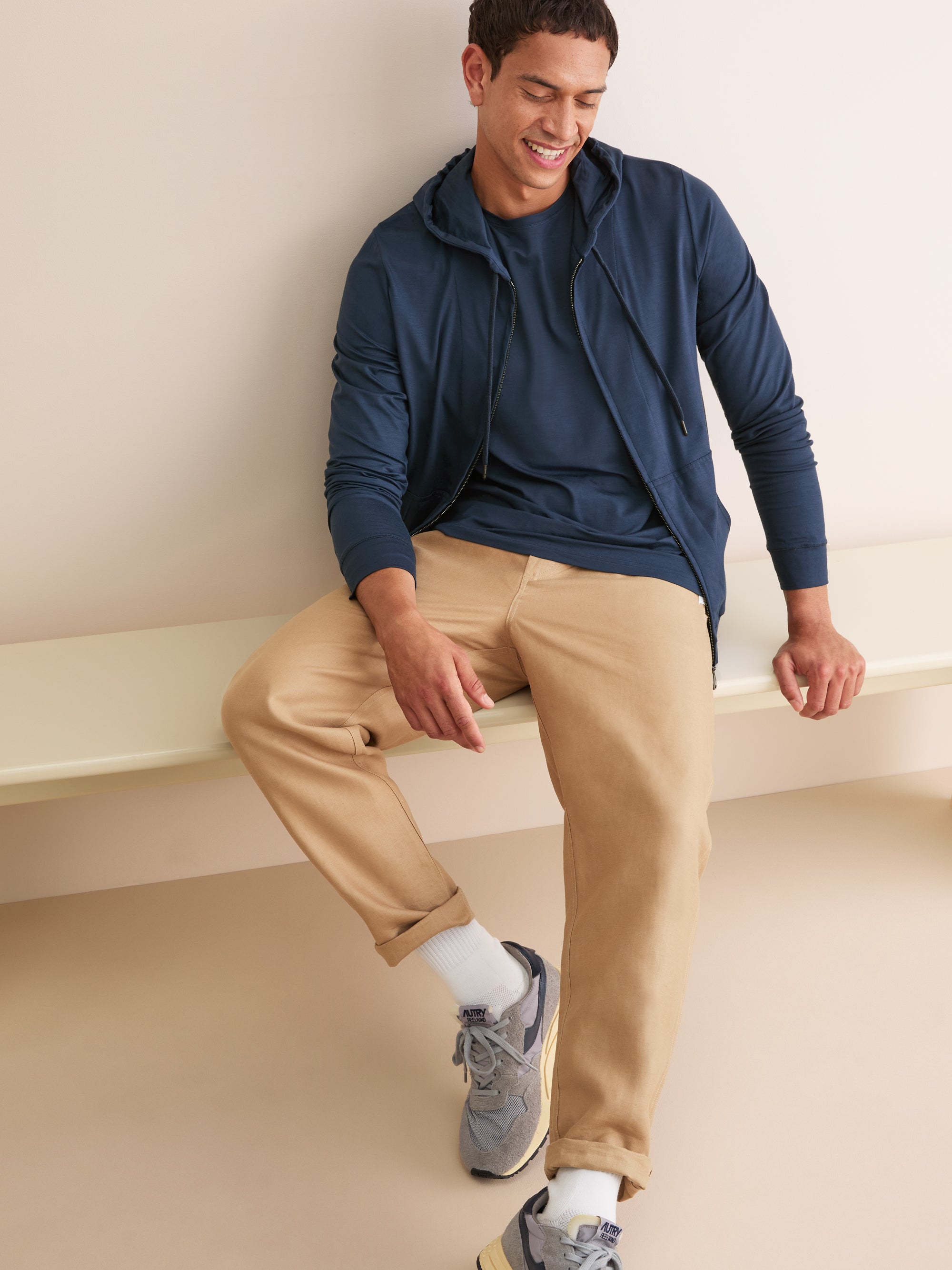 Men's Zip Up Hoodie Basel Micro Modal Stretch Navy