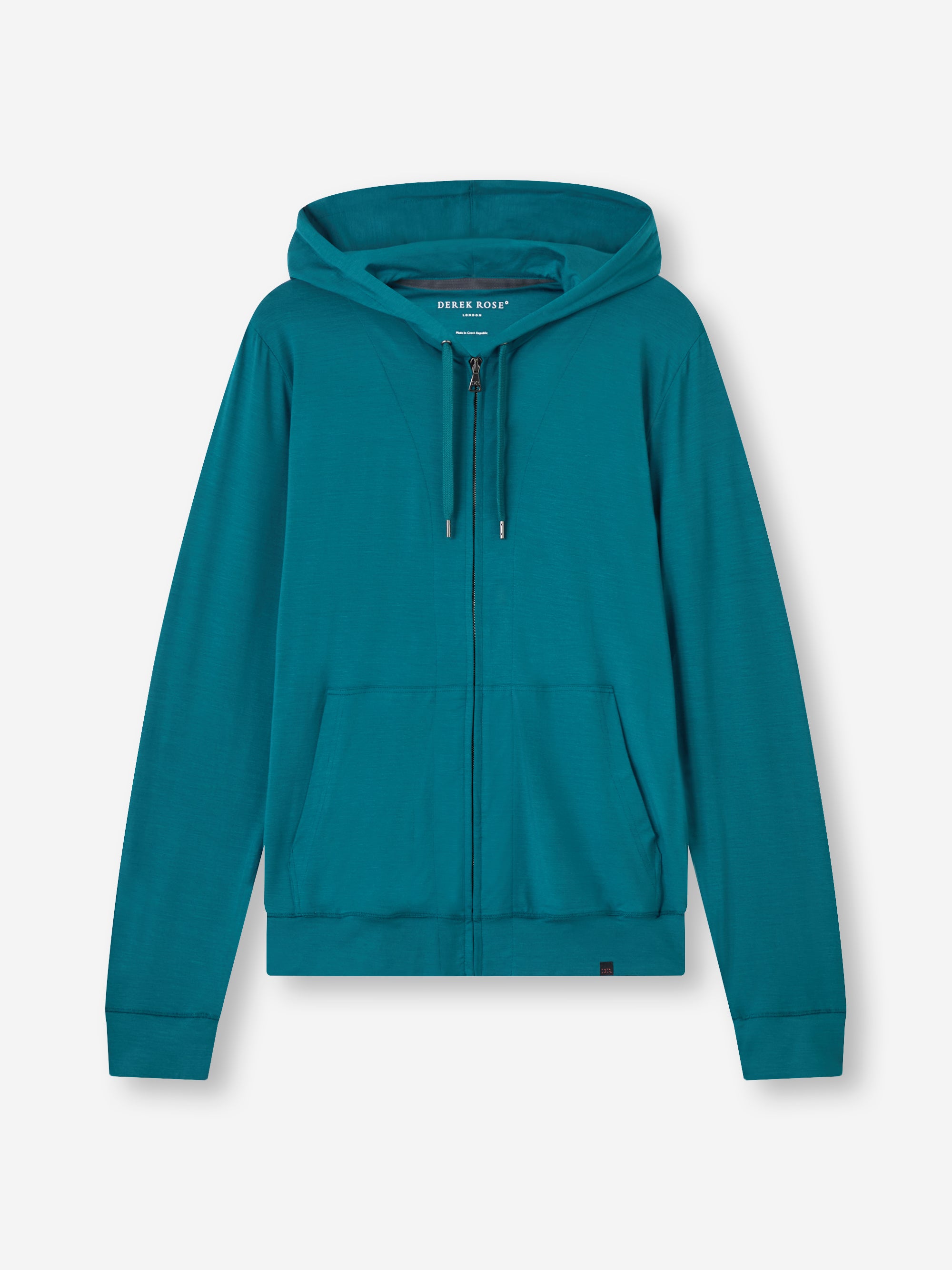 Men's Zip Up Hoodie Basel Micro Modal Stretch Teal