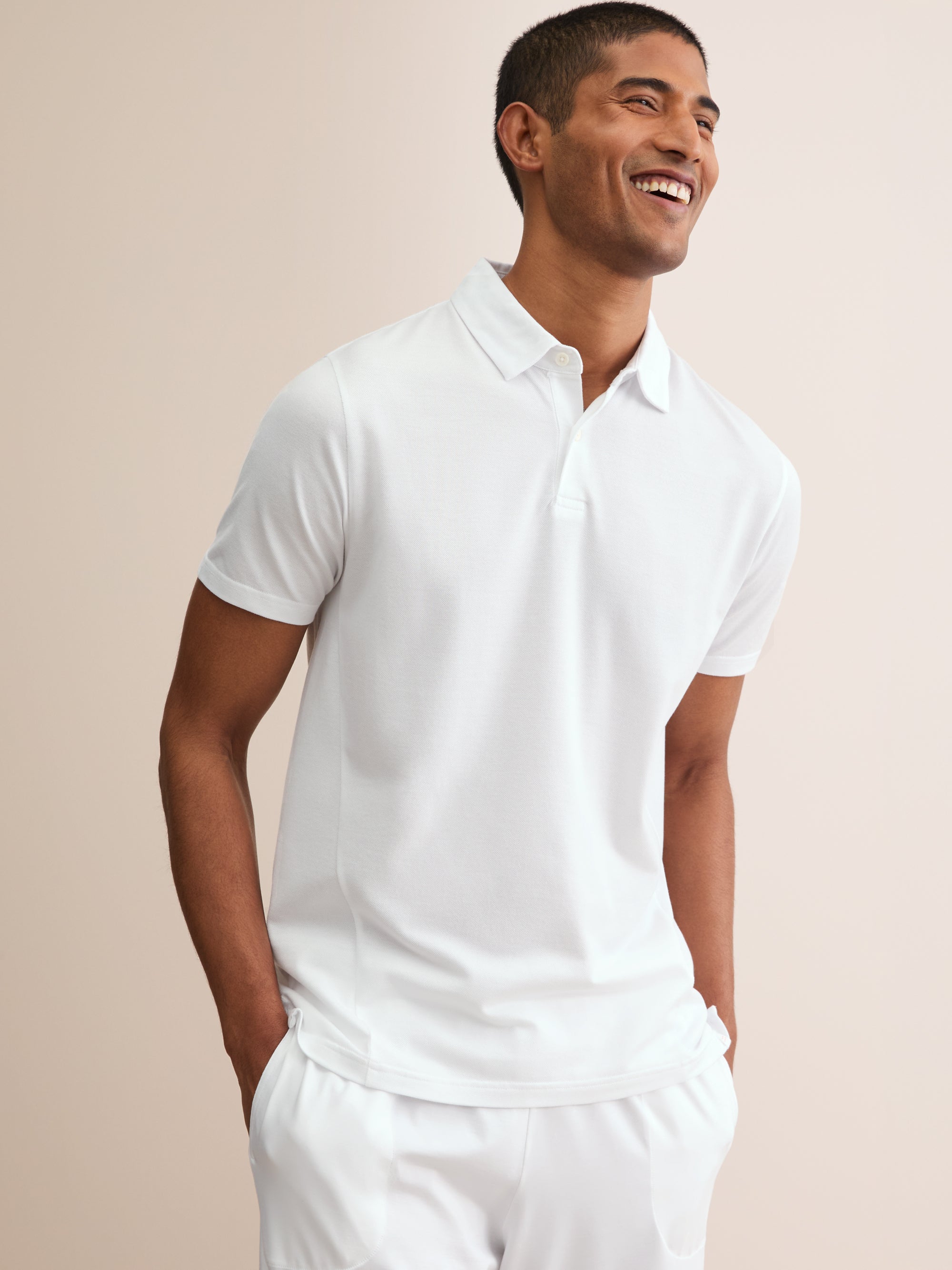 Men's Polo Shirt Ramsay Pique Cotton Lyocell White