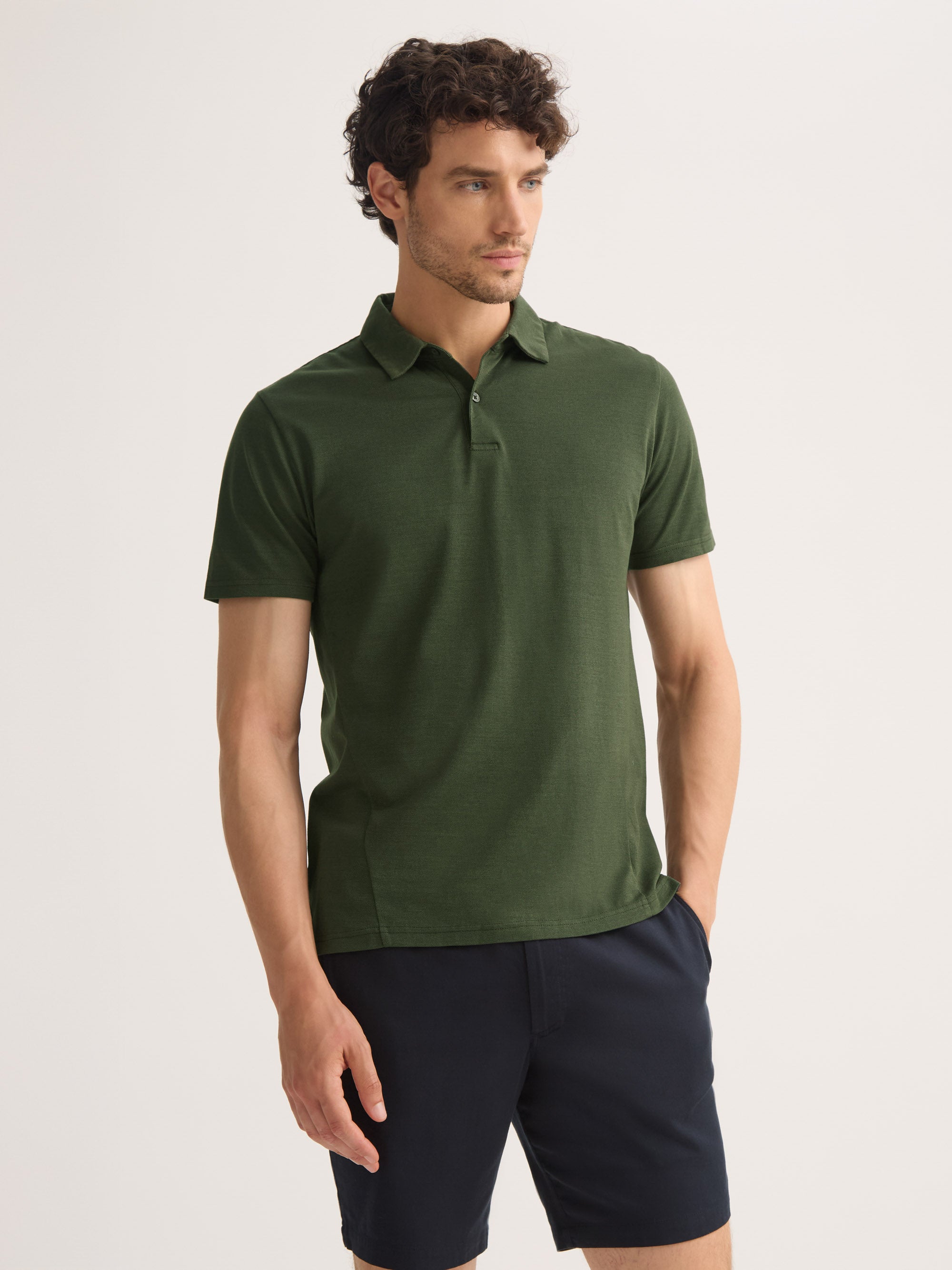 Men's Polo Shirt Ramsay Pique Cotton Lyocell Green