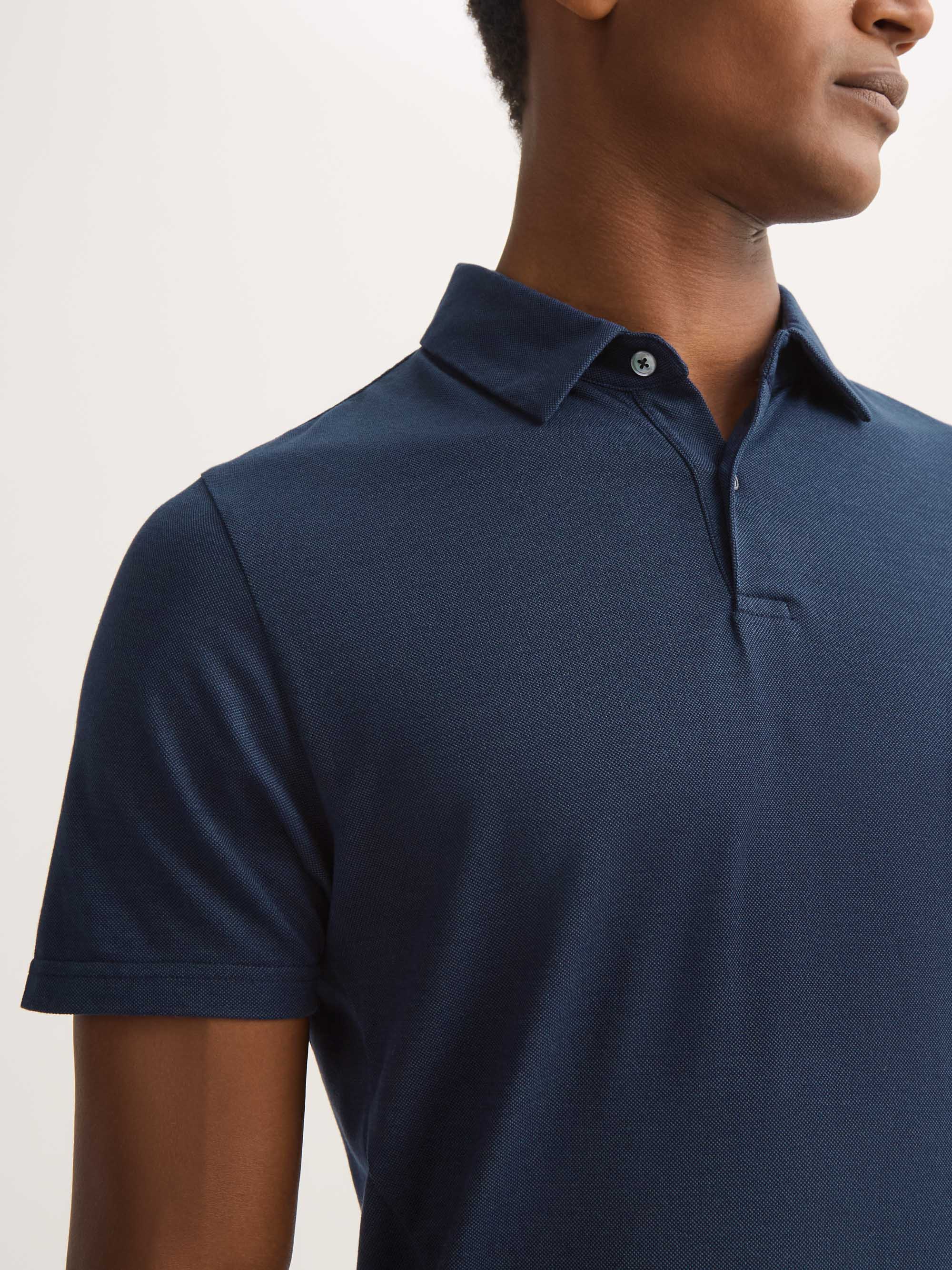 Men's Polo Shirt Ramsay Pique Cotton Lyocell Navy