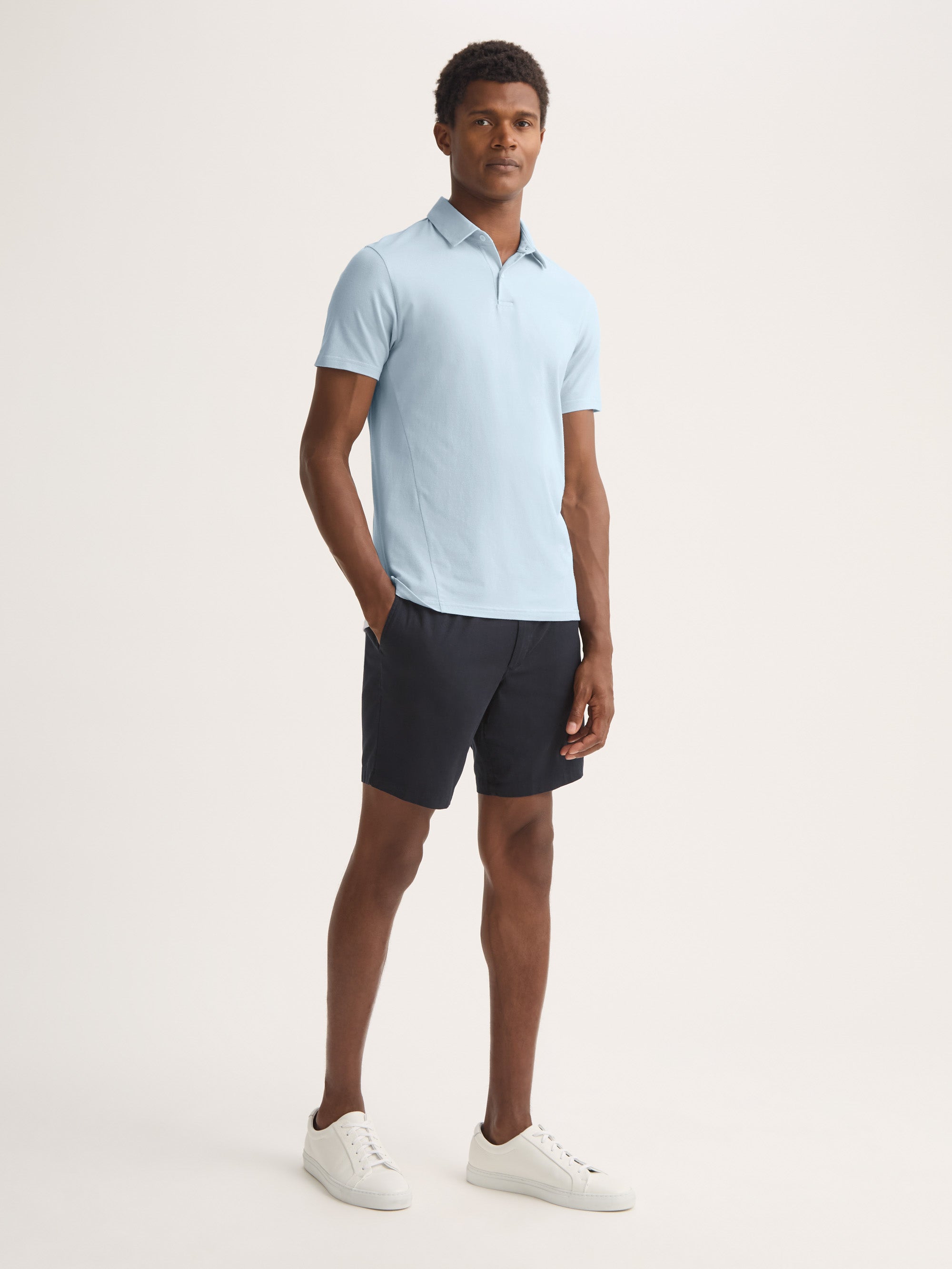 Men's Polo Shirt Ramsay Pique Cotton Lyocell Sky