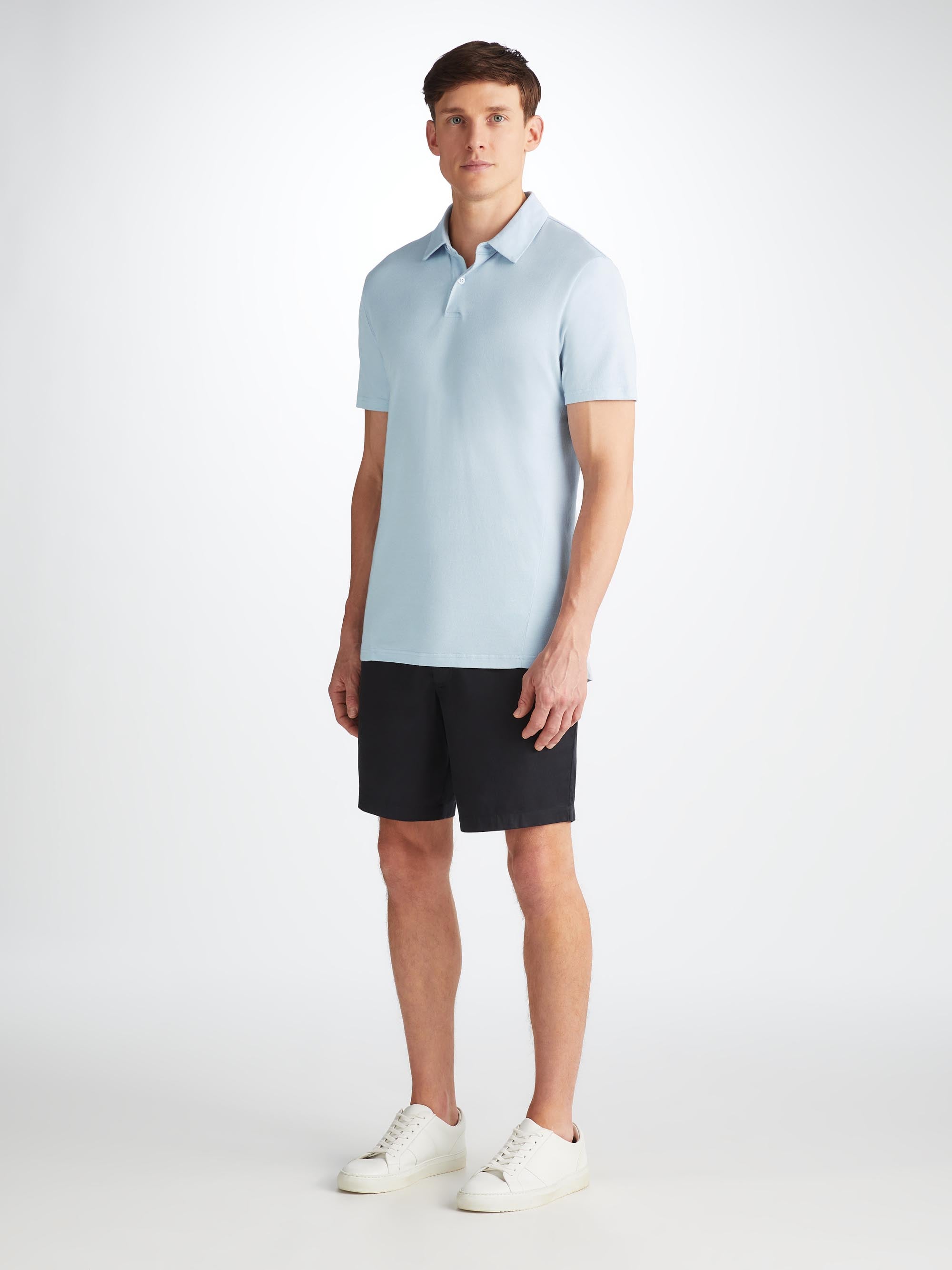 Men's Polo Shirt Ramsay 2 Pique Cotton Tencel Sky