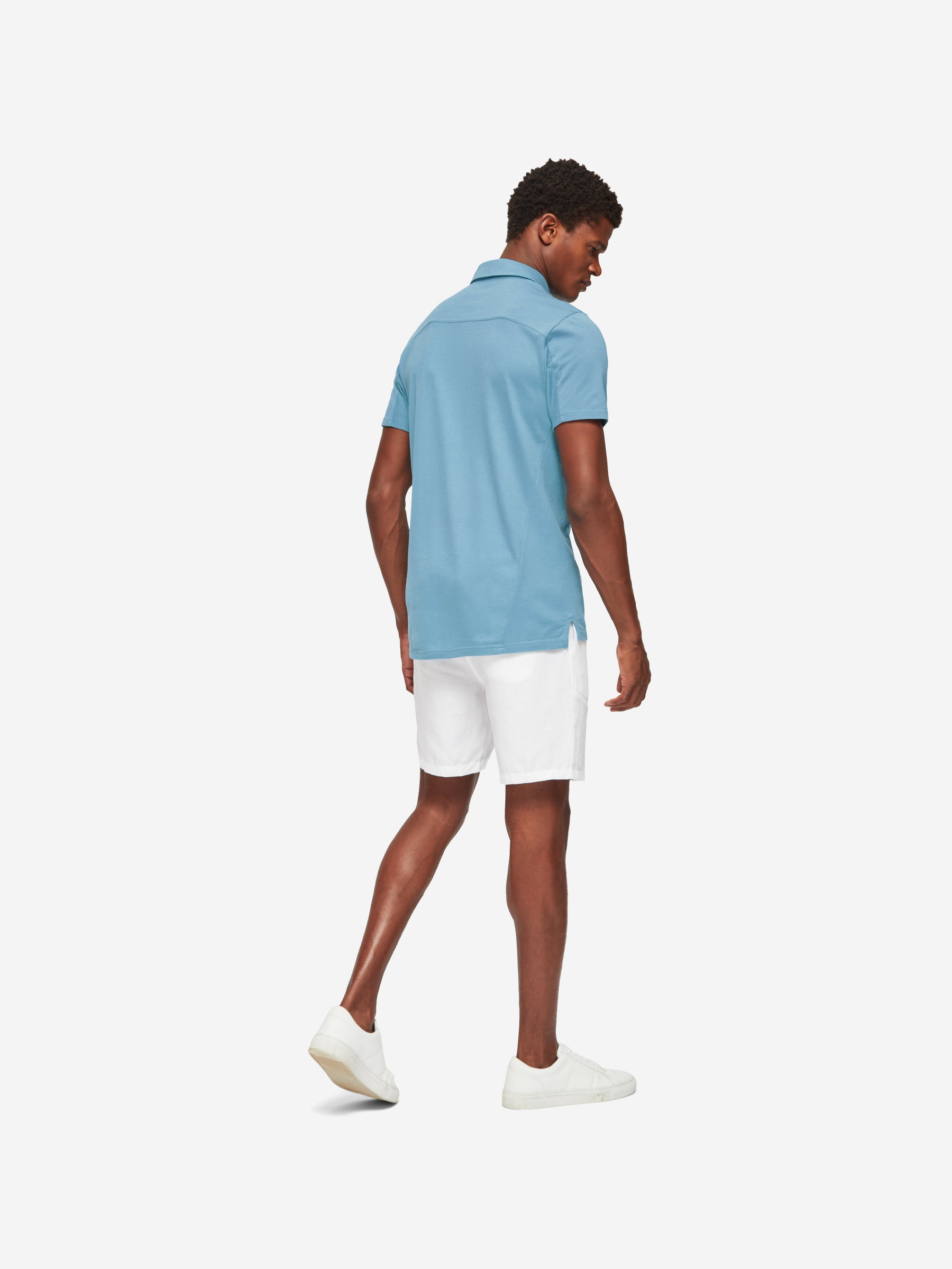 Men's Polo Shirt Ramsay 4 Pique Cotton Tencel Blue