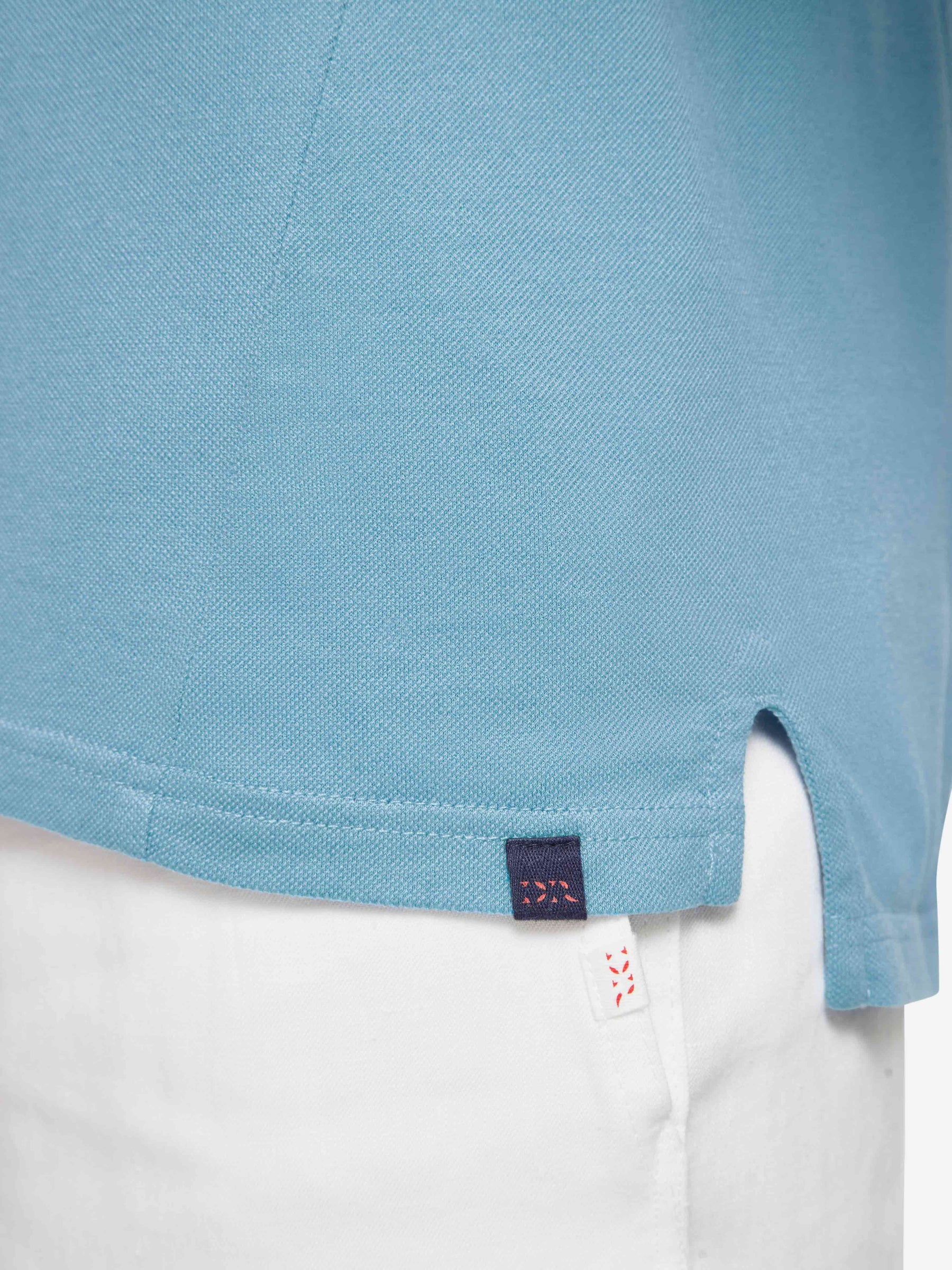 Men's Polo Shirt Ramsay 4 Pique Cotton Tencel Blue