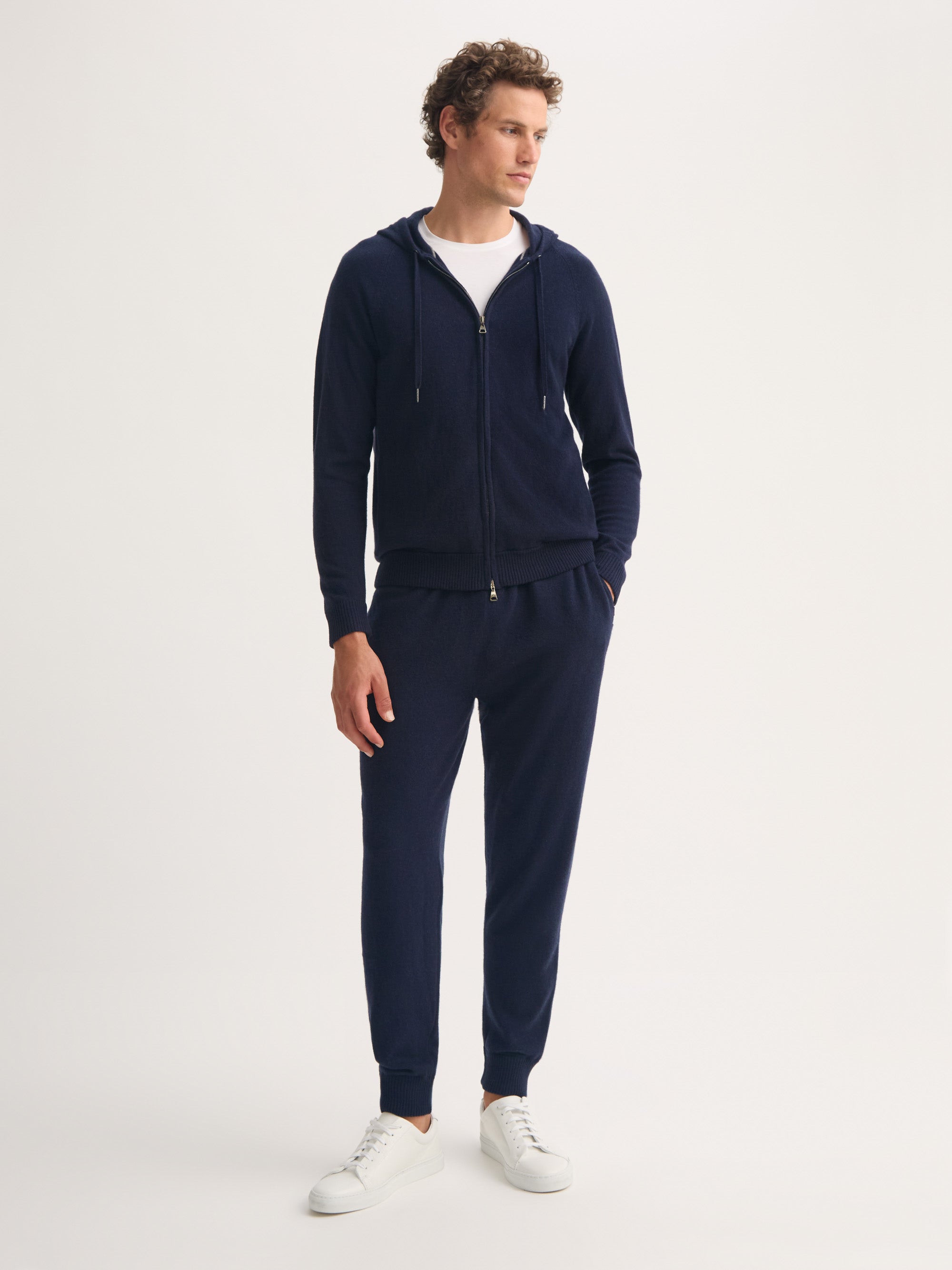 Men's Zip Up Hoodie Finley Cashmere Navy