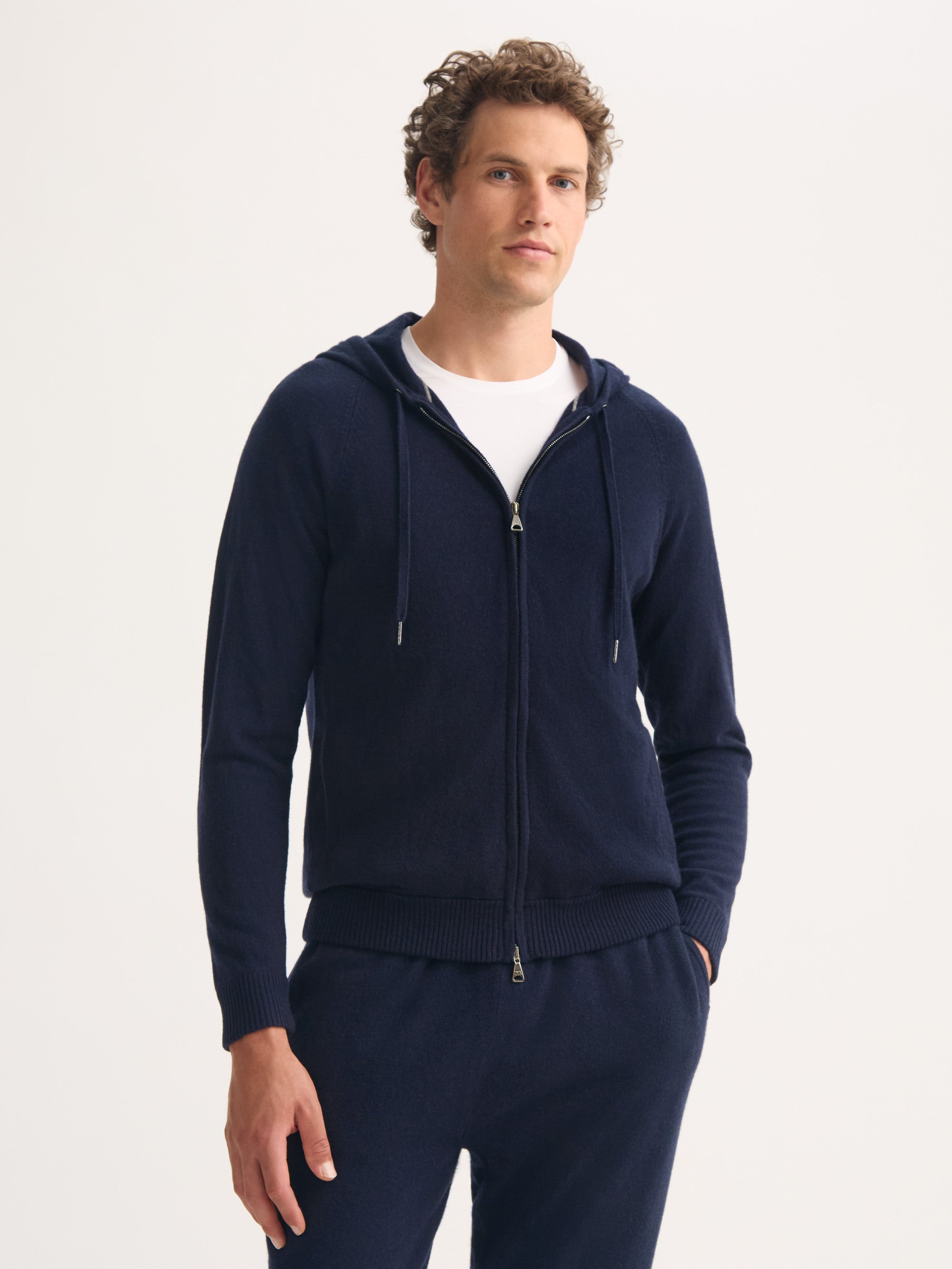 Men's Zip Up Hoodie Finley Cashmere Navy