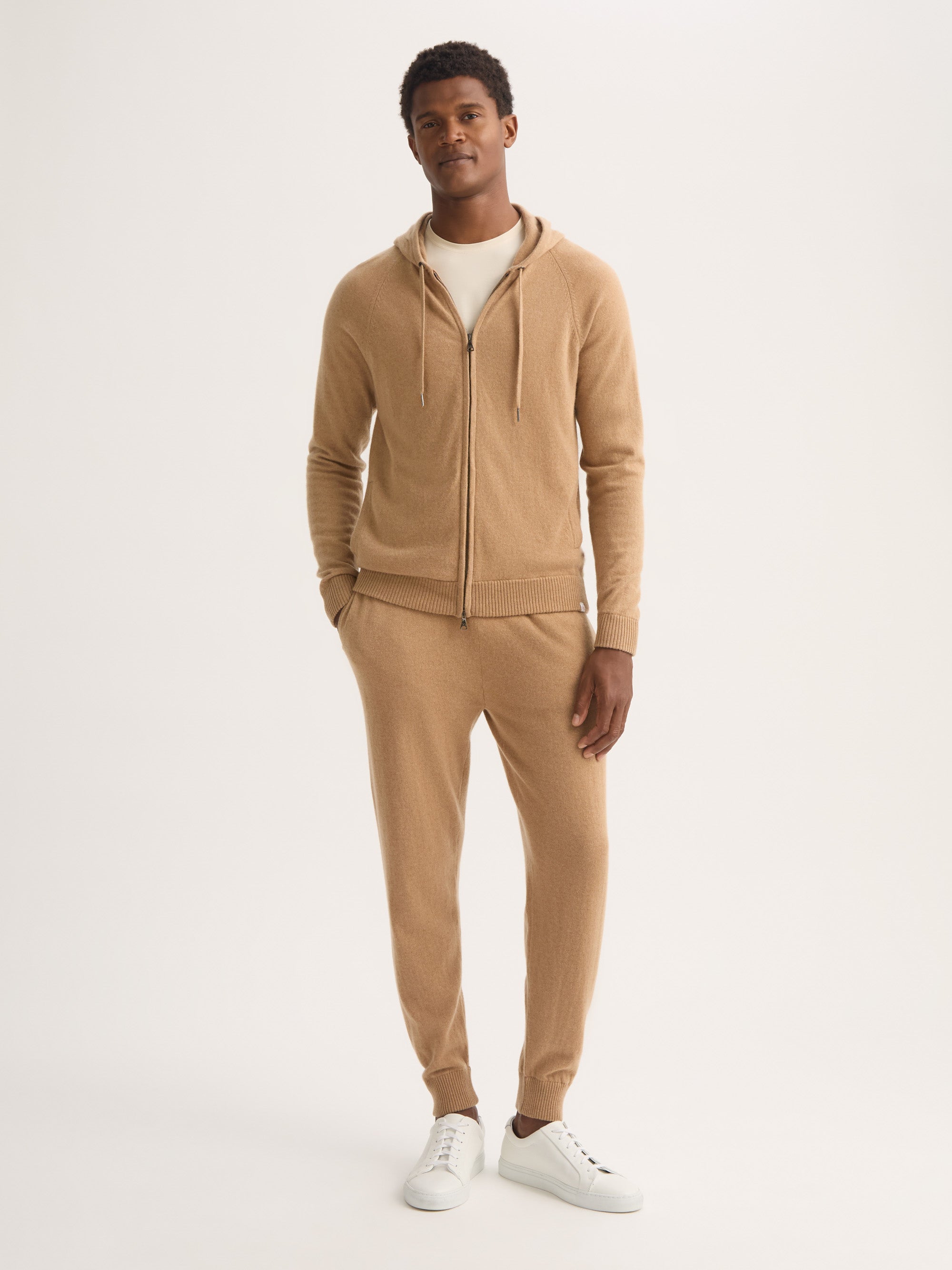 Men's Zip Up Hoodie Finley Cashmere Camel
