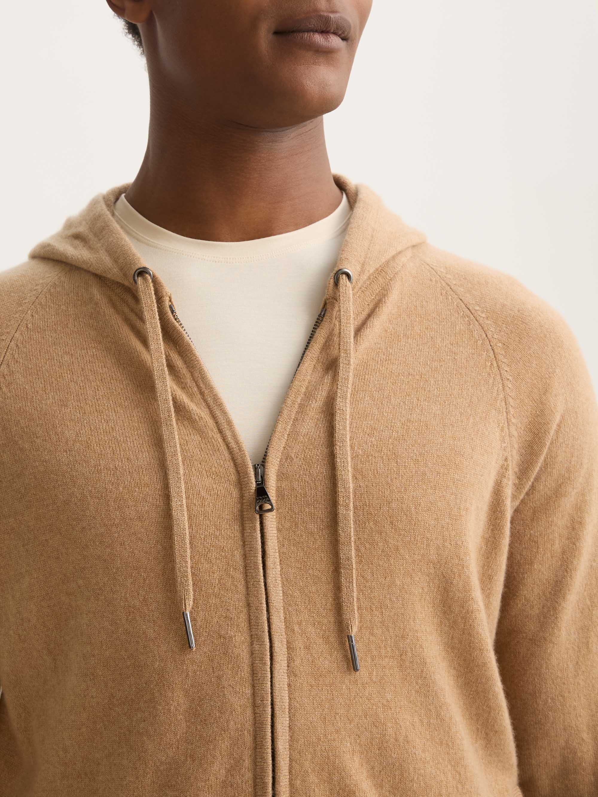 Men's Zip Up Hoodie Finley Cashmere Camel
