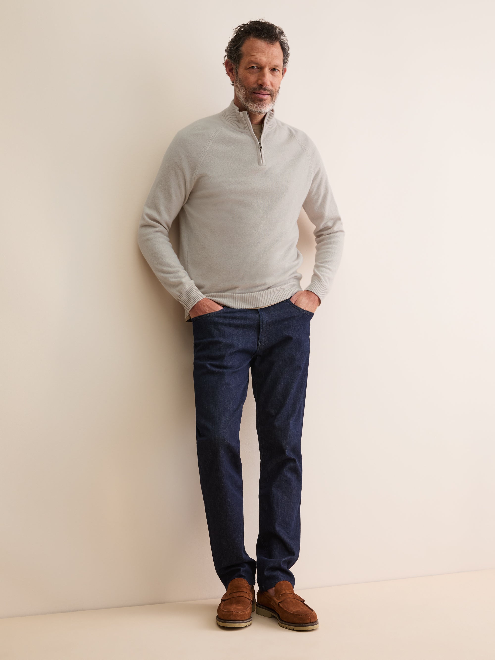 Men's Half-Zip Sweater Finley Cashmere Ash Grey