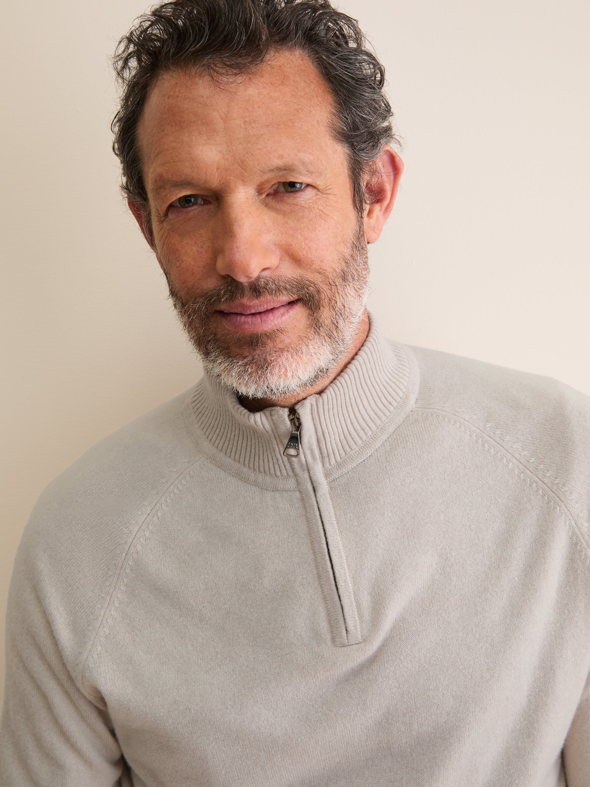 Men's Half-Zip Sweater Finley Cashmere Ash Grey