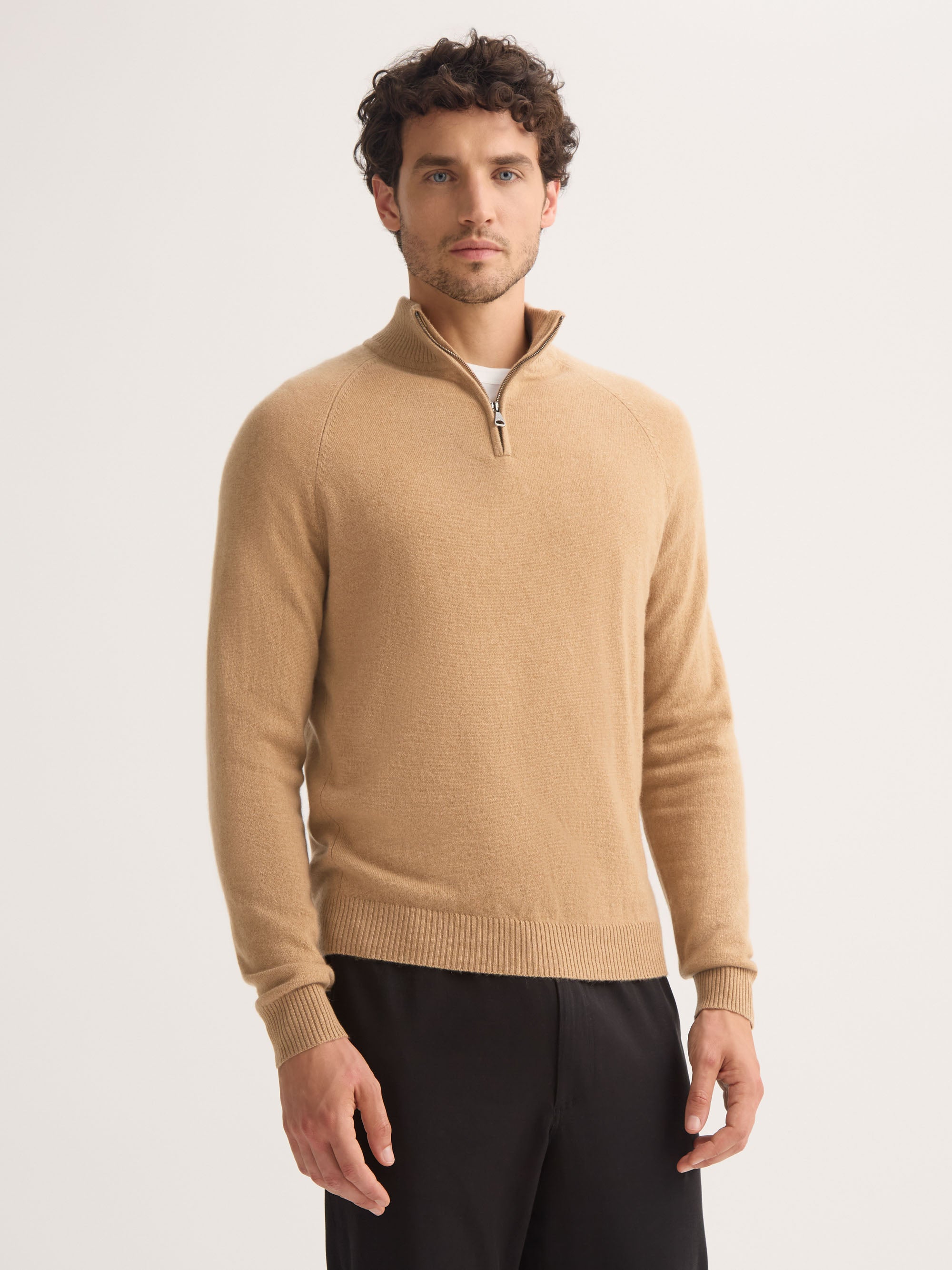 Men's Half-Zip Sweater Finley Cashmere Camel