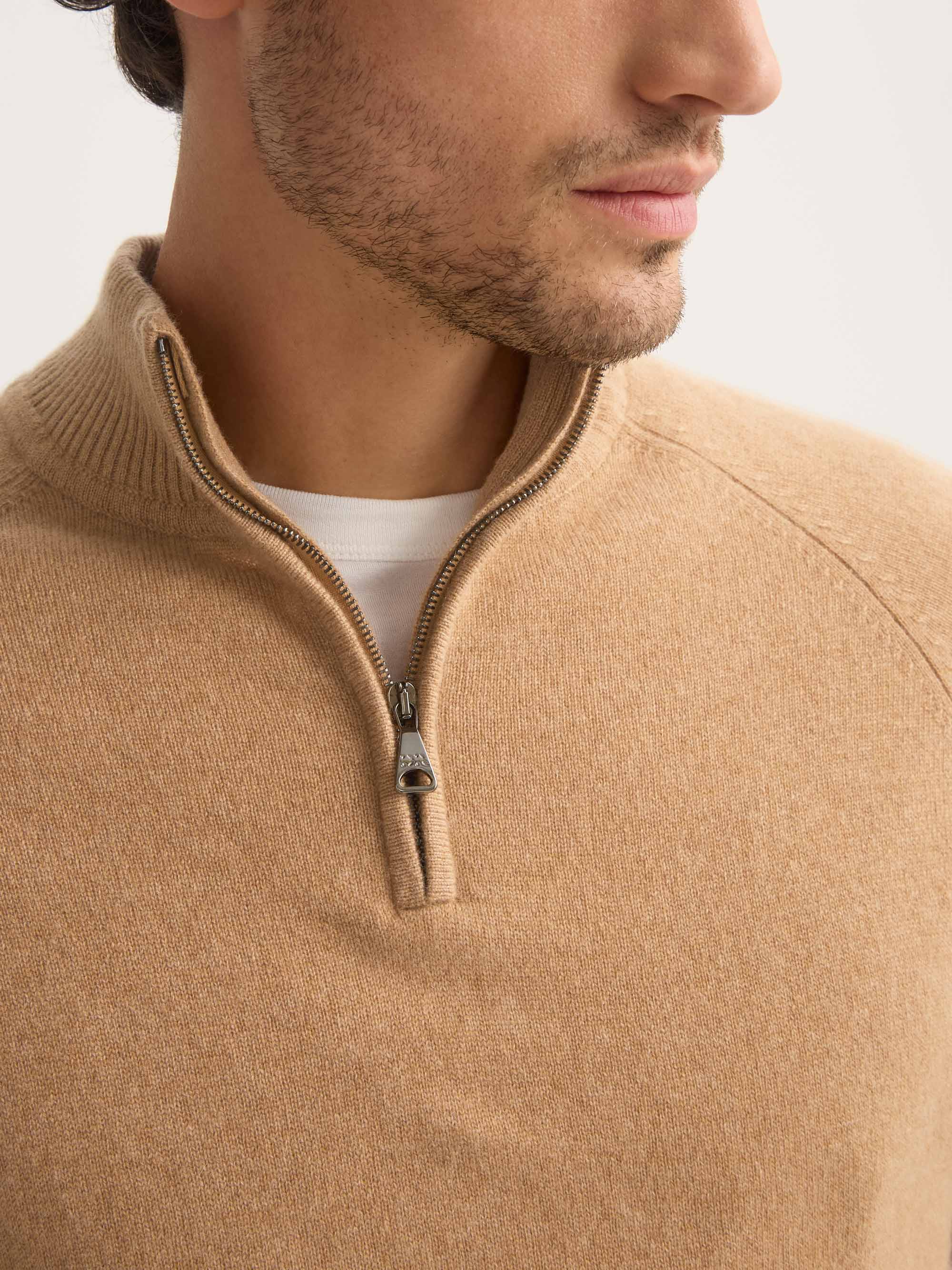 Men's Half-Zip Sweater Finley Cashmere Camel