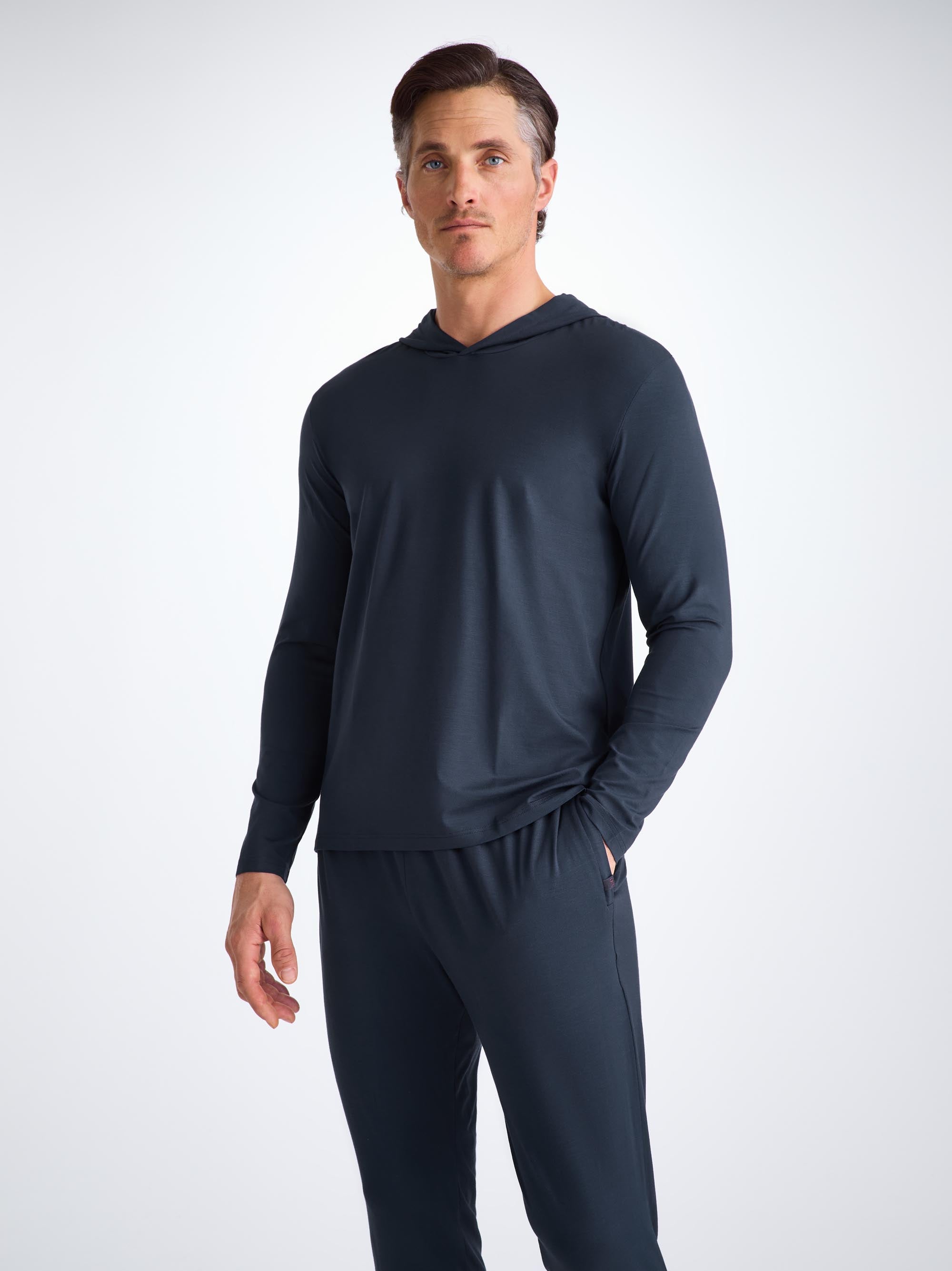 Men's Pullover Hoodie Basel Micro Modal Stretch Navy