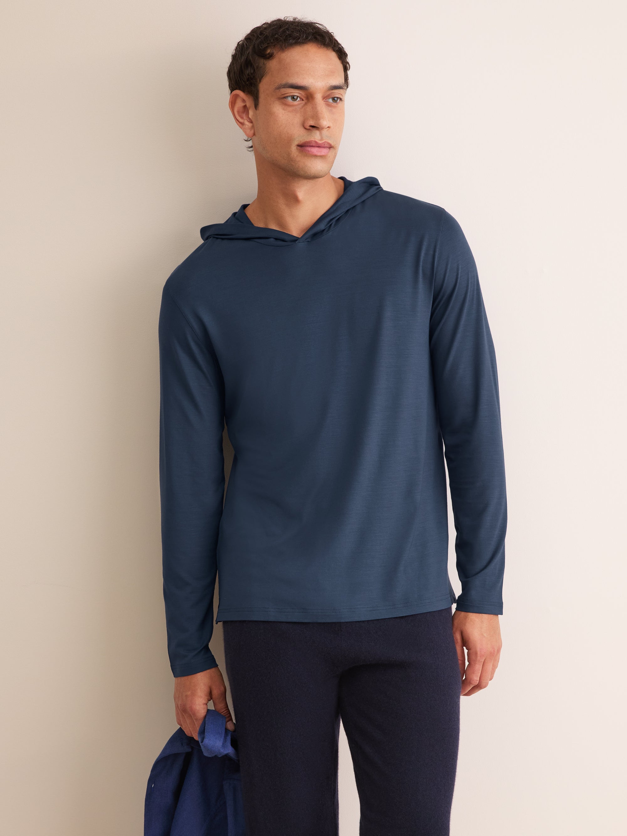 Men's Pullover Hoodie Basel Micro Modal Stretch Navy